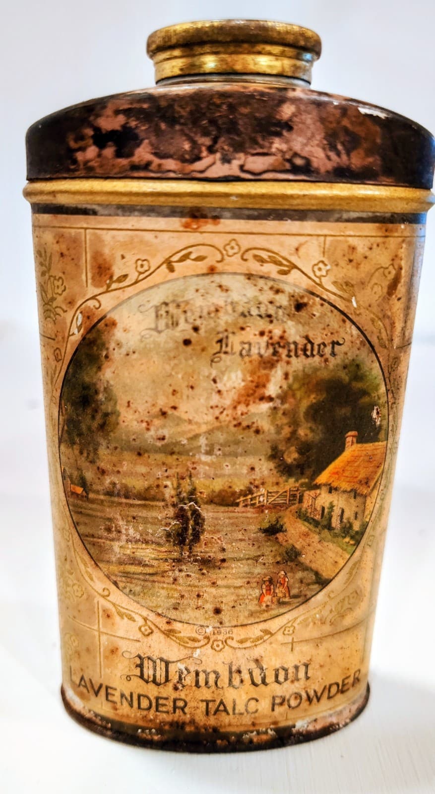 Original 1936 WEMBDON Lavender Talc Powder Tin, House Of Wembdon, Full Tin