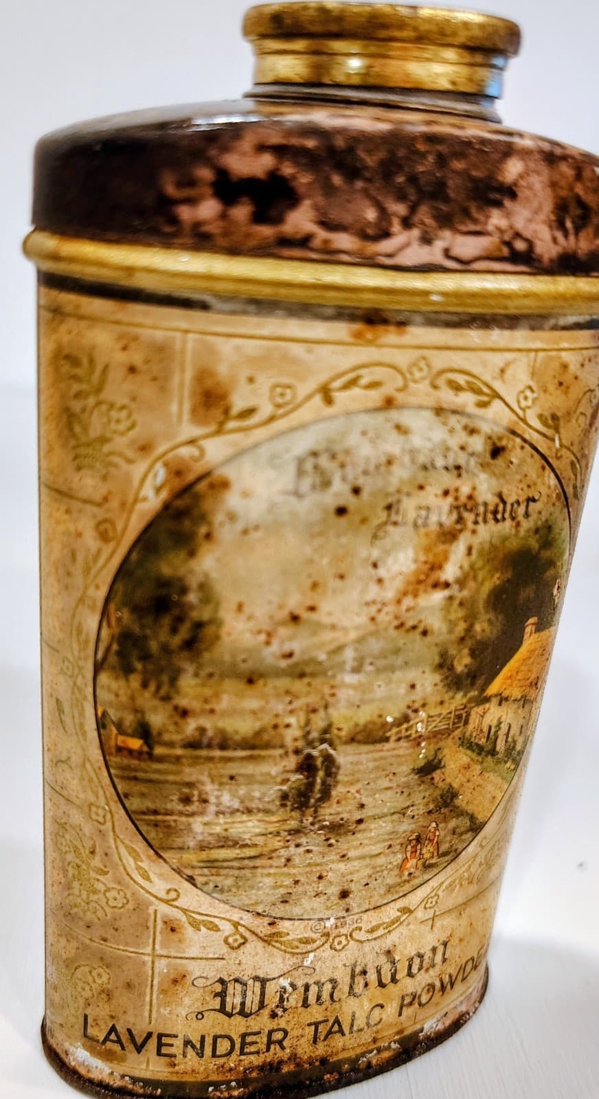 Original 1936 WEMBDON Lavender Talc Powder Tin, House Of Wembdon, Full Tin - Thumbnail 7