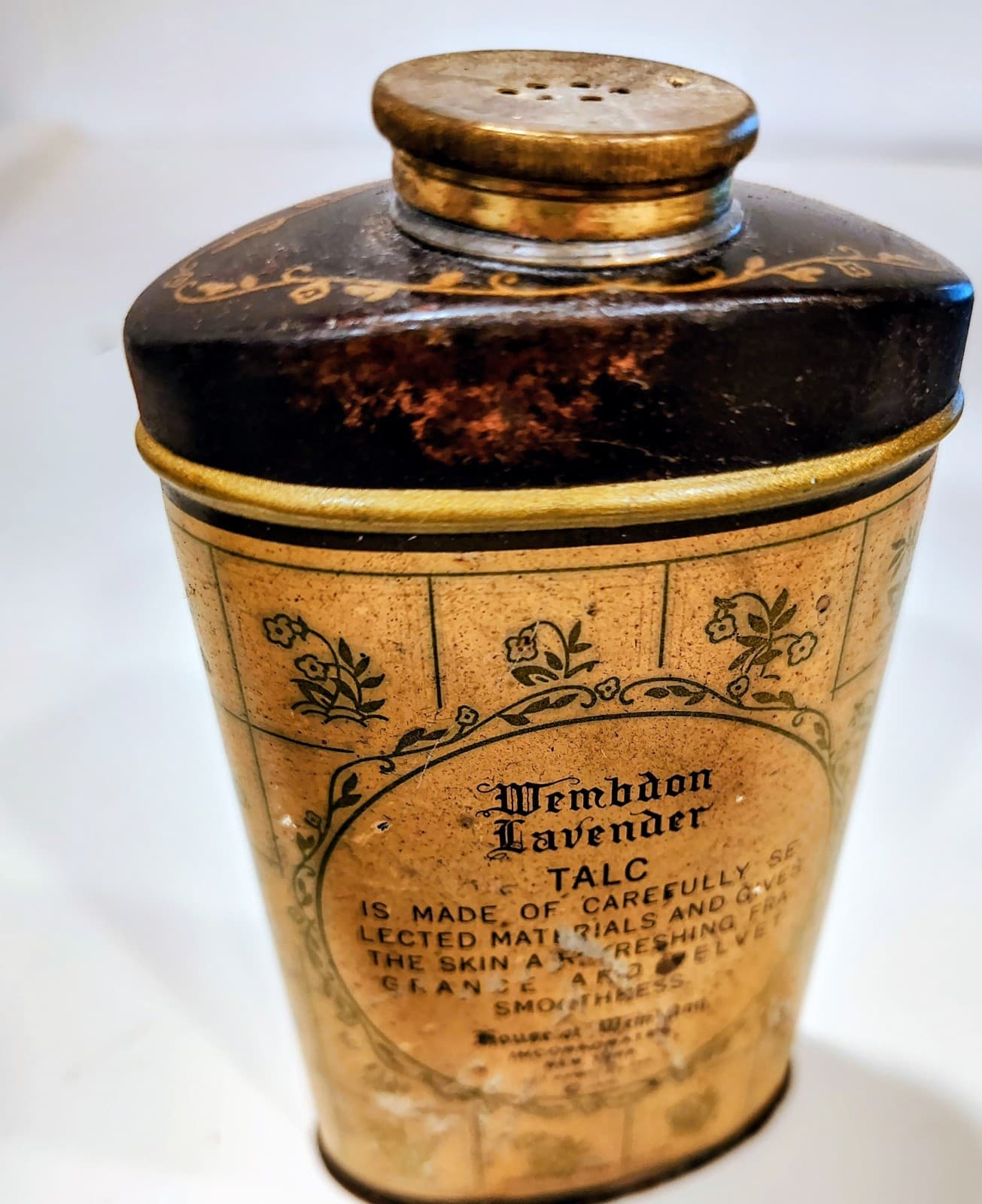 Original 1936 WEMBDON Lavender Talc Powder Tin, House Of Wembdon, Full Tin - Thumbnail 8