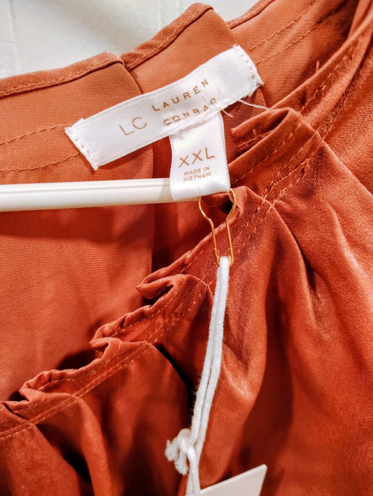 NWT Lauren Conrad Rust Colored Silk Dress, Lace Bottom, Women's XXL, MSRP $60 - Thumbnail 5