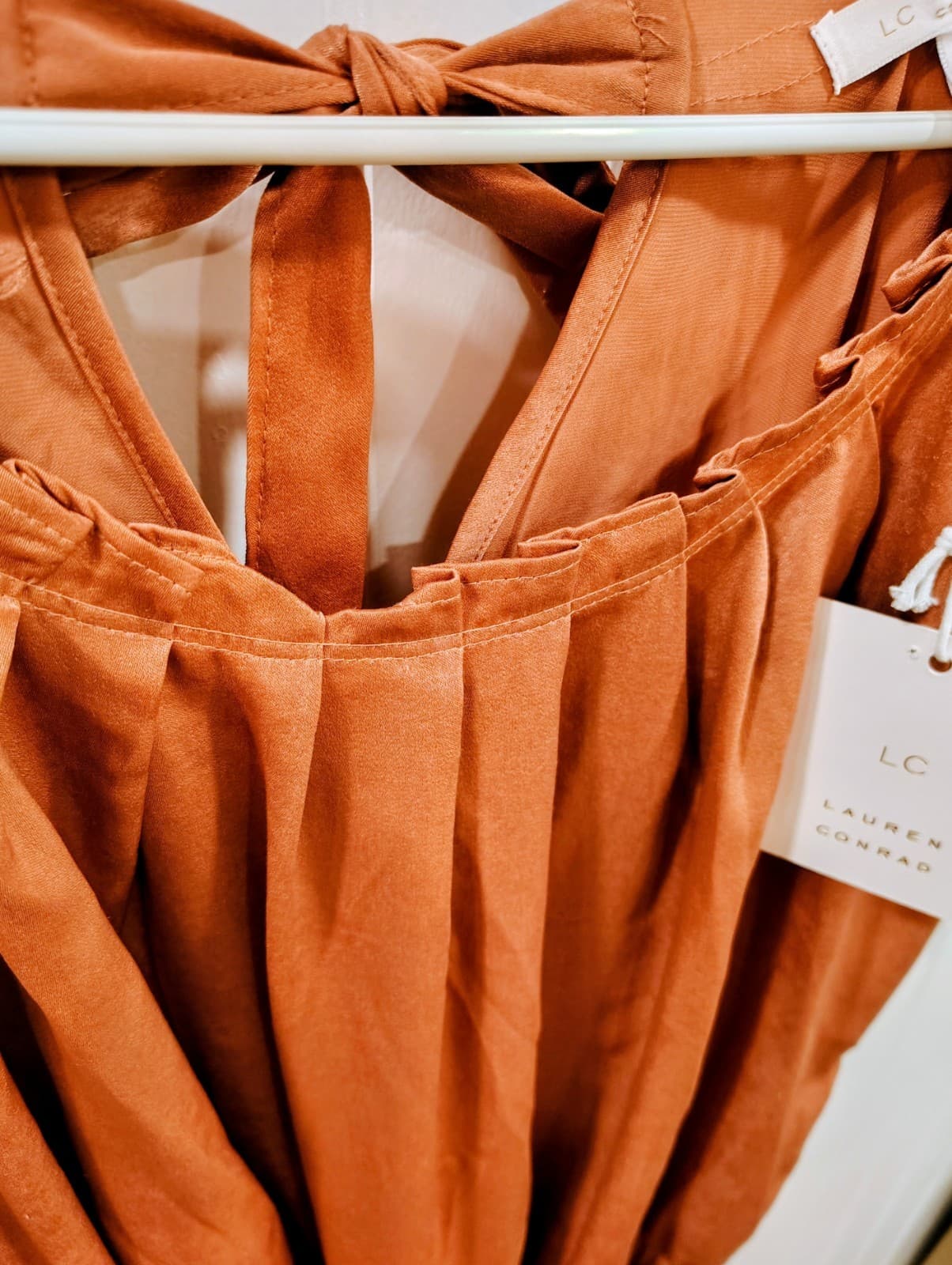 NWT Lauren Conrad Rust Colored Silk Dress, Lace Bottom, Women's XXL, MSRP $60 - Thumbnail 12