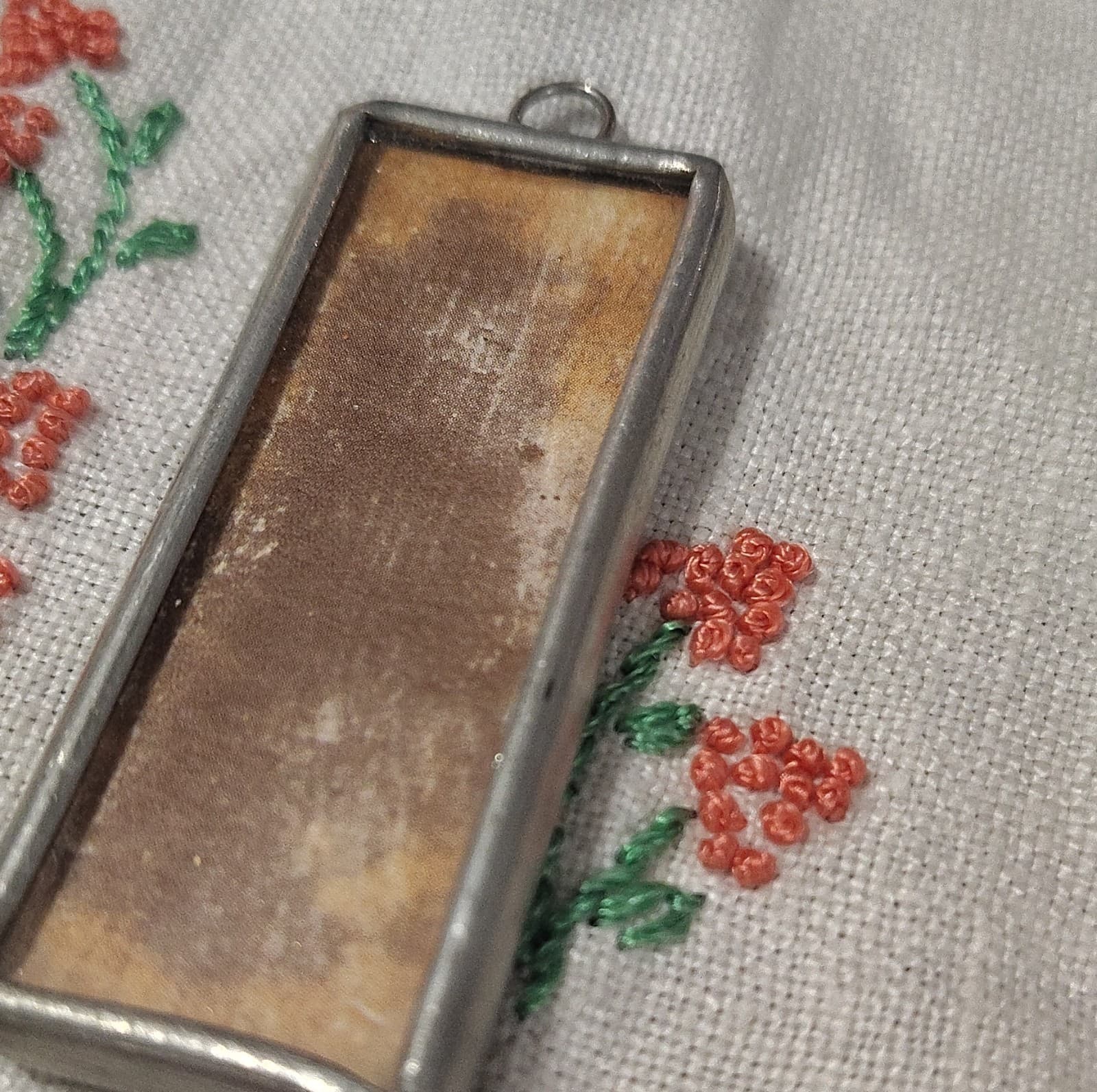 Handcrafted Rectangular Nature Charm Pendant Glitter Paper Metal Gold Silver - Thumbnail 4
