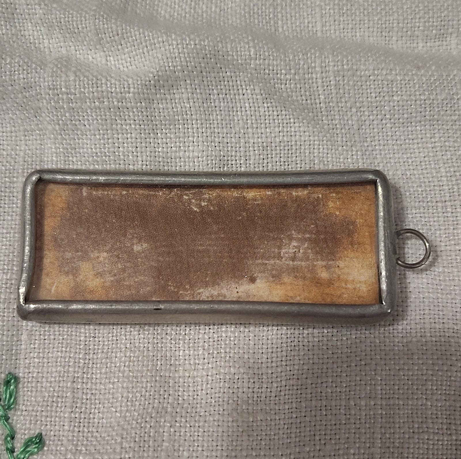 Handcrafted Rectangular Nature Charm Pendant Glitter Paper Metal Gold Silver - Thumbnail 5