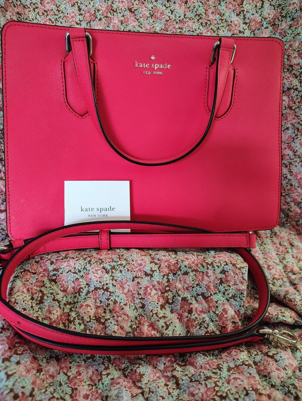 NWT hot pink Kate Spade New York Laurel Way Reese satchel, saffiano leather - Thumbnail 14