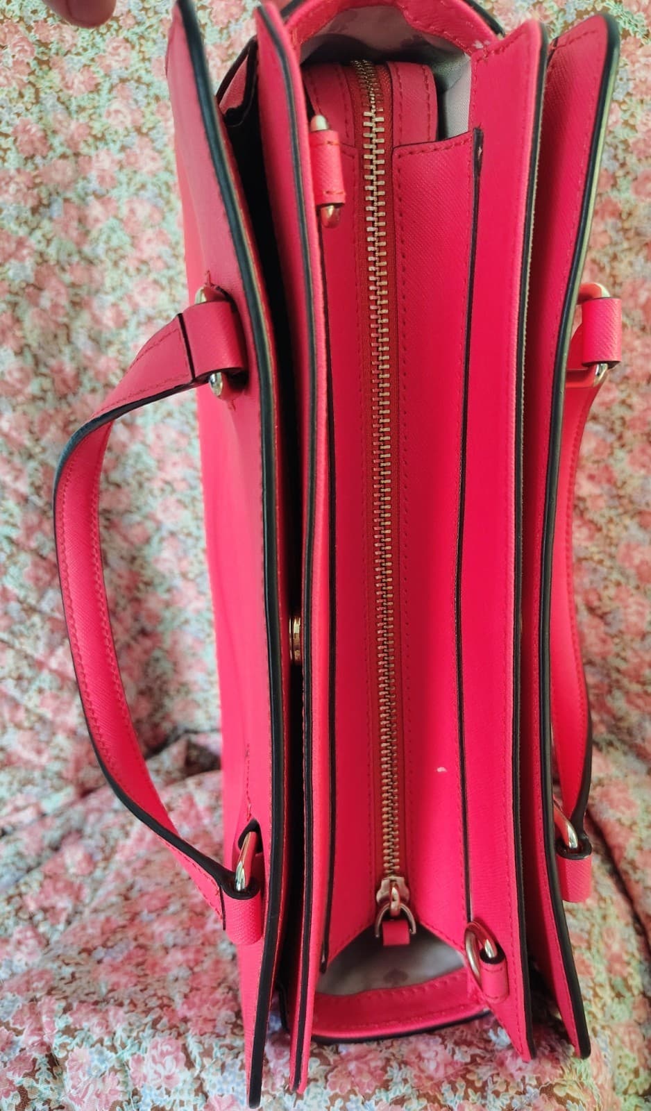 NWT hot pink Kate Spade New York Laurel Way Reese satchel, saffiano leather - Thumbnail 8