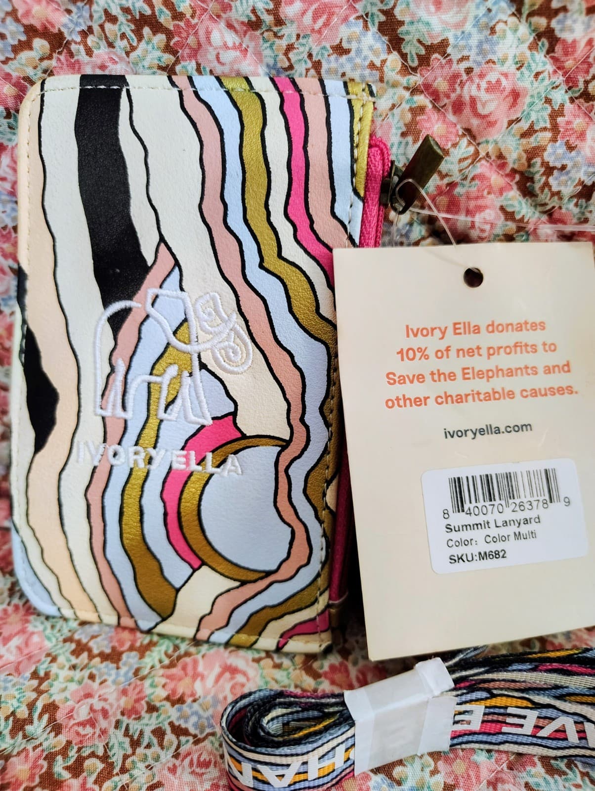 NWT Ivory Ella Multicolor Abstract ID Card Holder with Lanyard - Thumbnail 3