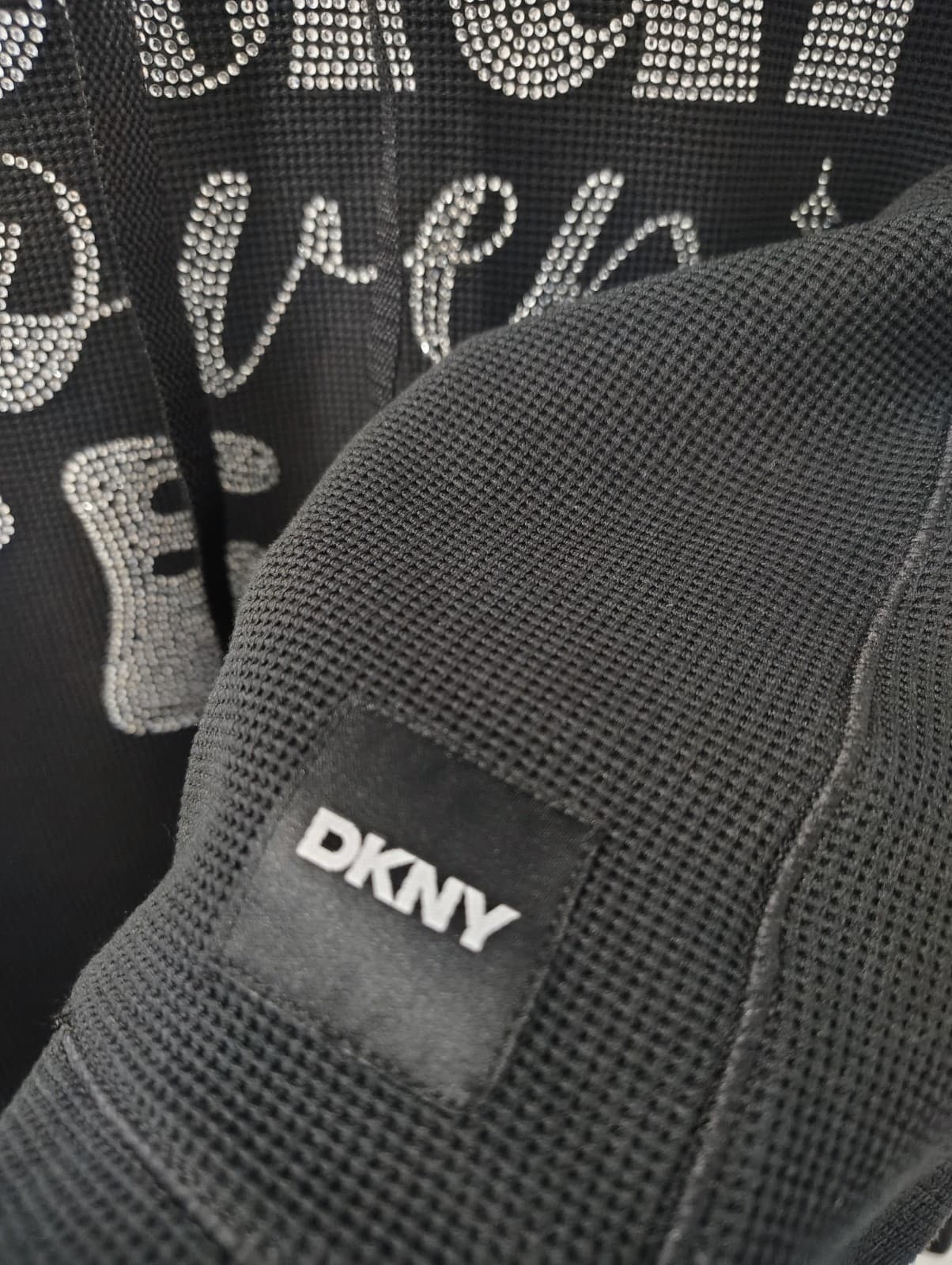 DKNY tech waffle hoodie in black size extra-small, NWT, Faith Over Fear, Olivia - Thumbnail 5