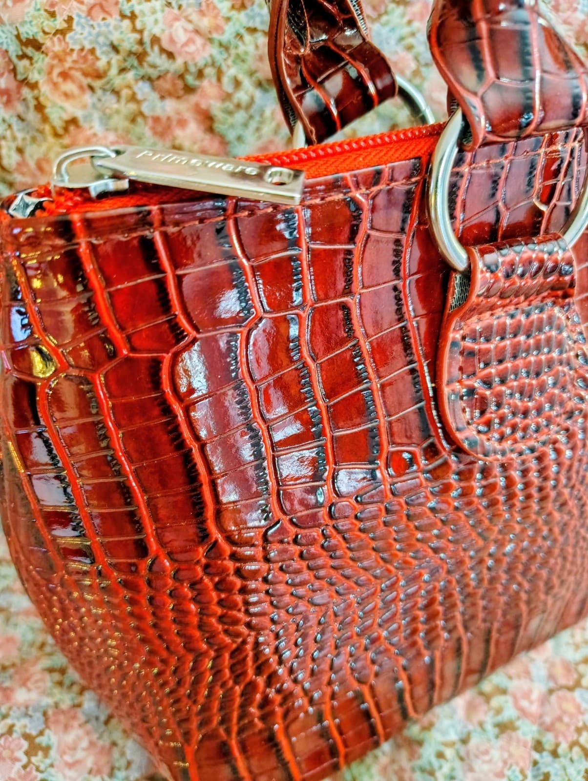 NWOT Insulated Wine Purse – Red Croc Faux Leather Cooler Tote Bag - Thumbnail 5