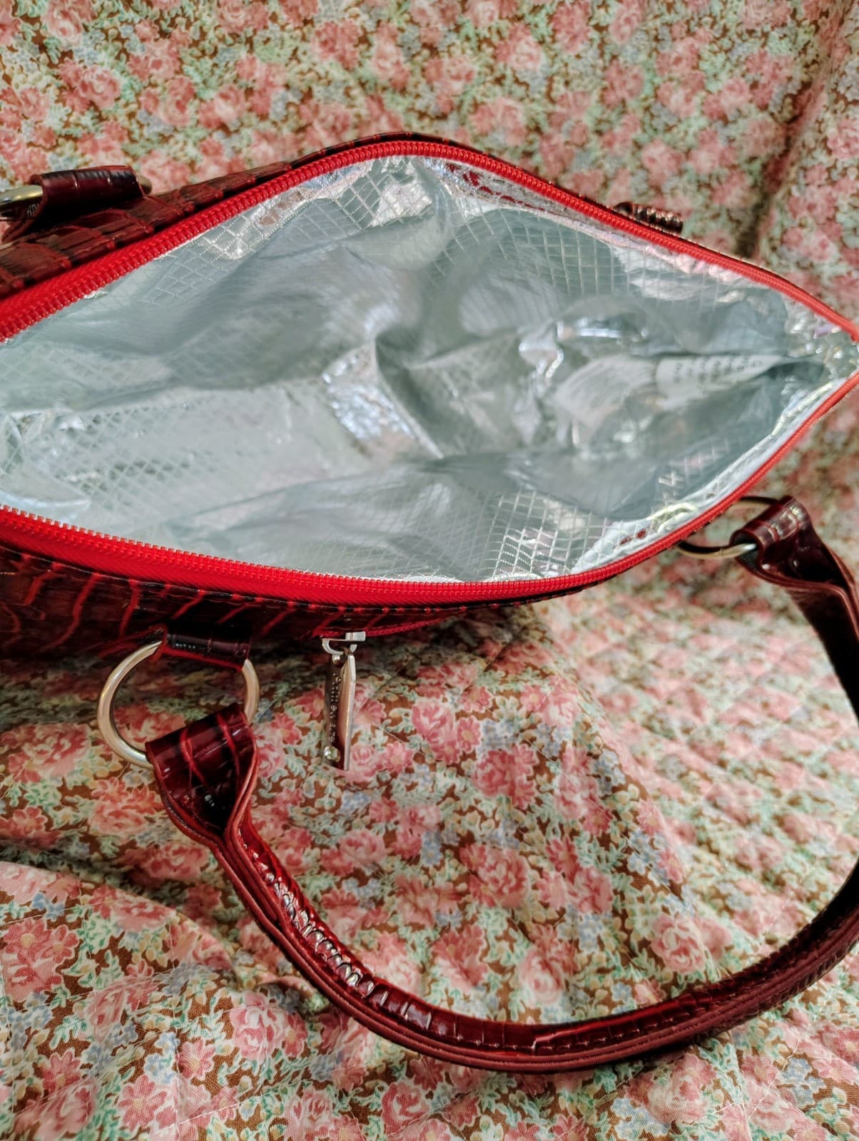 NWOT Insulated Wine Purse – Red Croc Faux Leather Cooler Tote Bag - Thumbnail 9