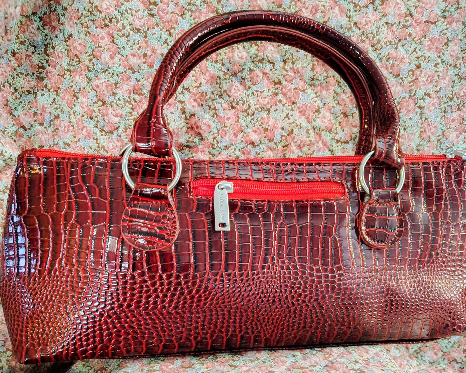 NWOT Insulated Wine Purse – Red Croc Faux Leather Cooler Tote Bag
