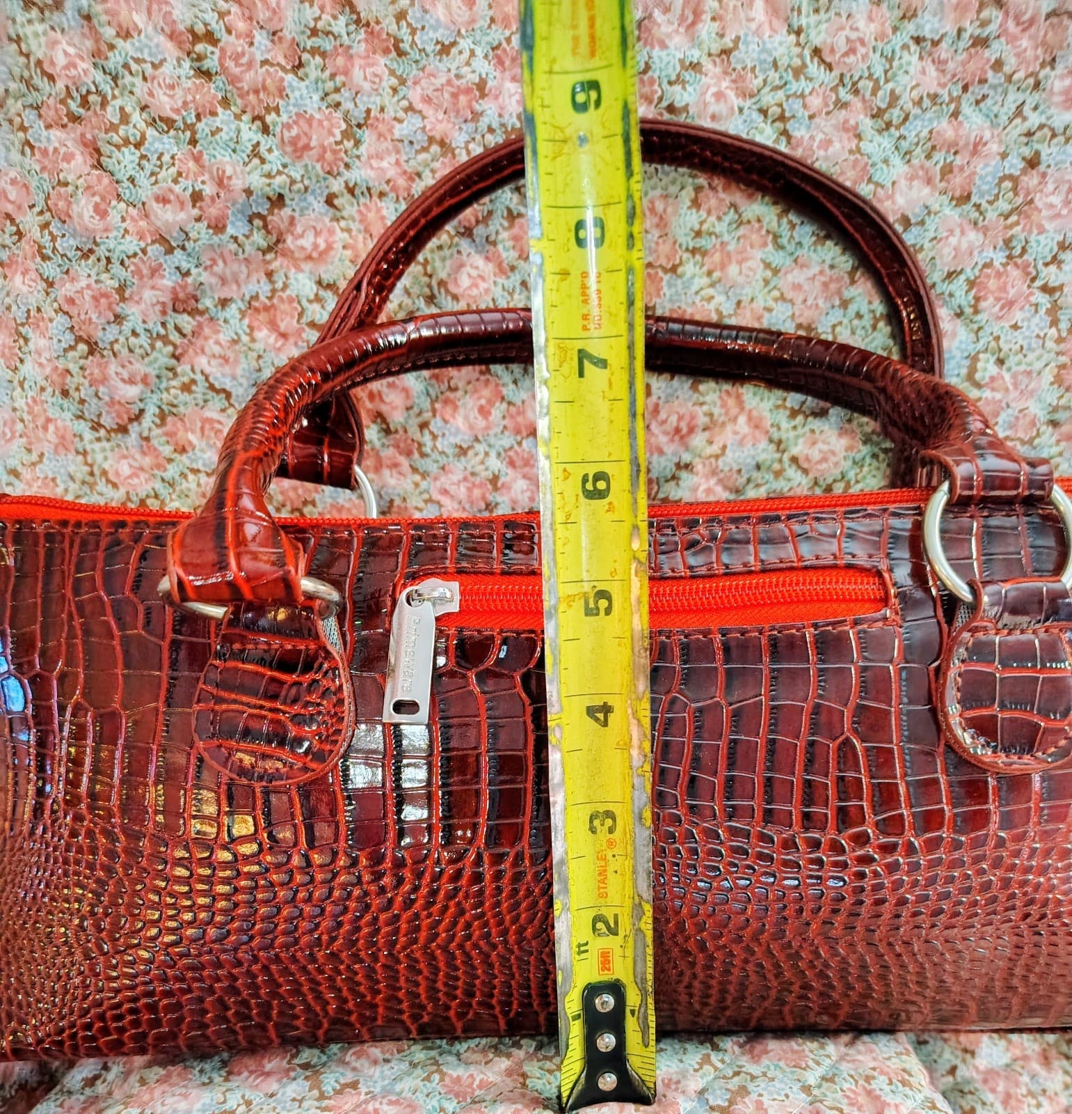 NWOT Insulated Wine Purse – Red Croc Faux Leather Cooler Tote Bag - Thumbnail 12