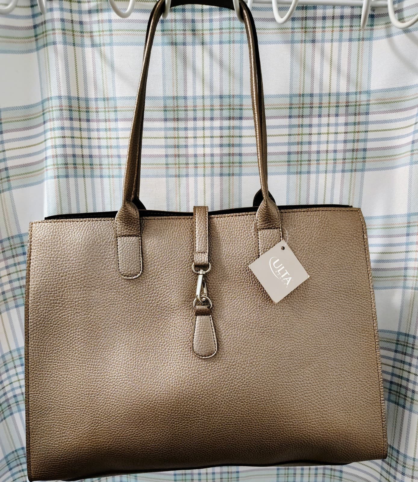 Ulta Beauty textured bronze-colored metallic Tote Bag