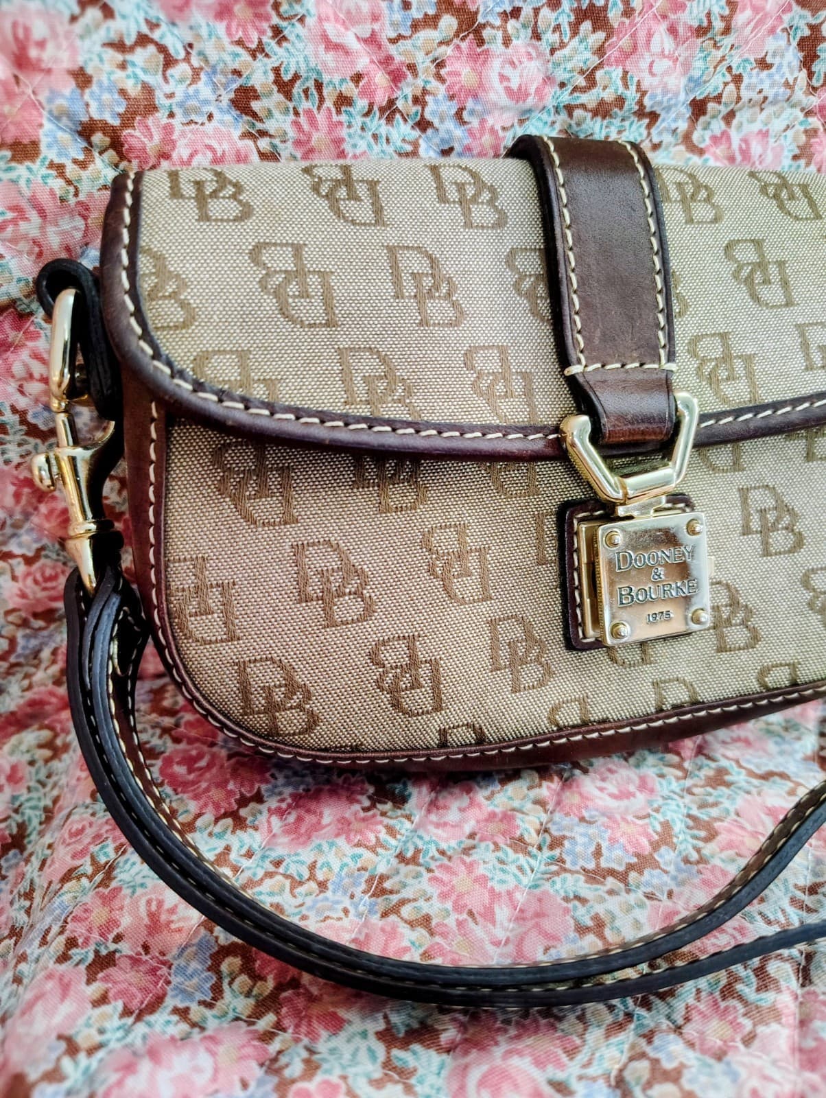 Dooney & Bourke Monogram Cotton/Canvas Wristlet Push Lock Closure
