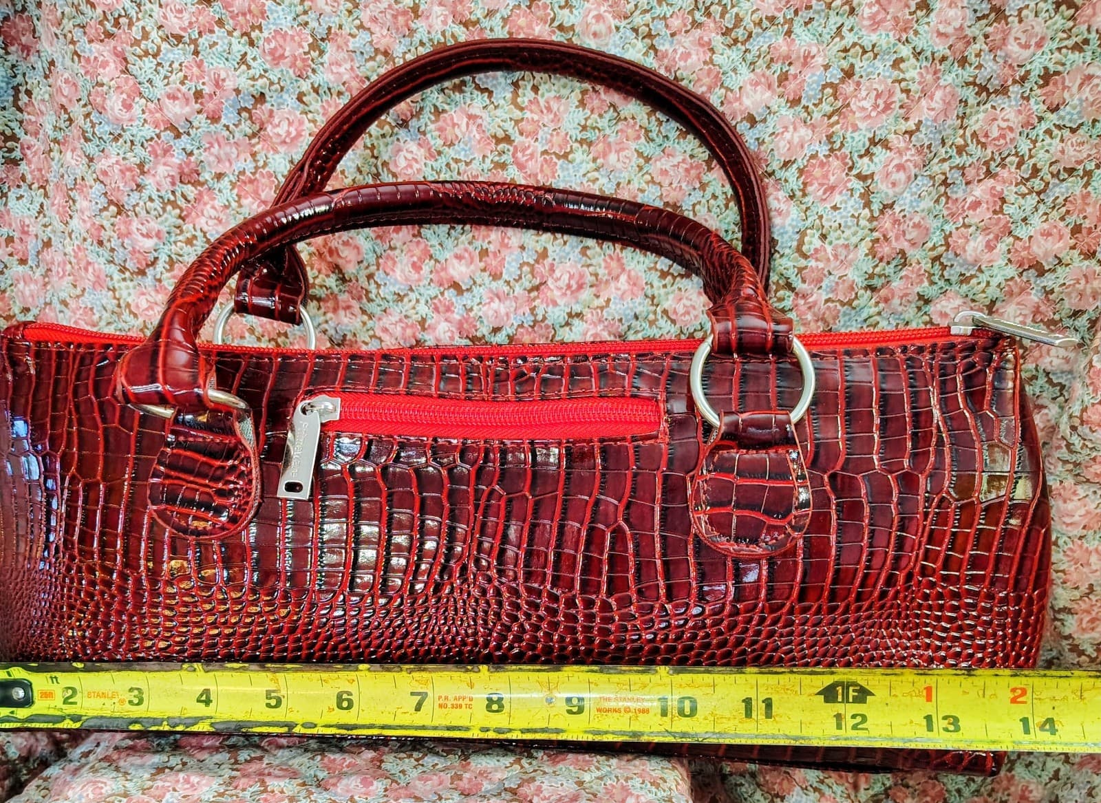 NWOT Insulated Wine Purse – Red Croc Faux Leather Cooler Tote Bag - Thumbnail 11
