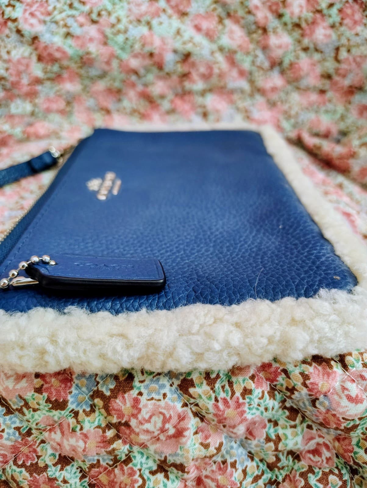 Coach blue pebbled leather wristlet Clutch NWT - Thumbnail 5