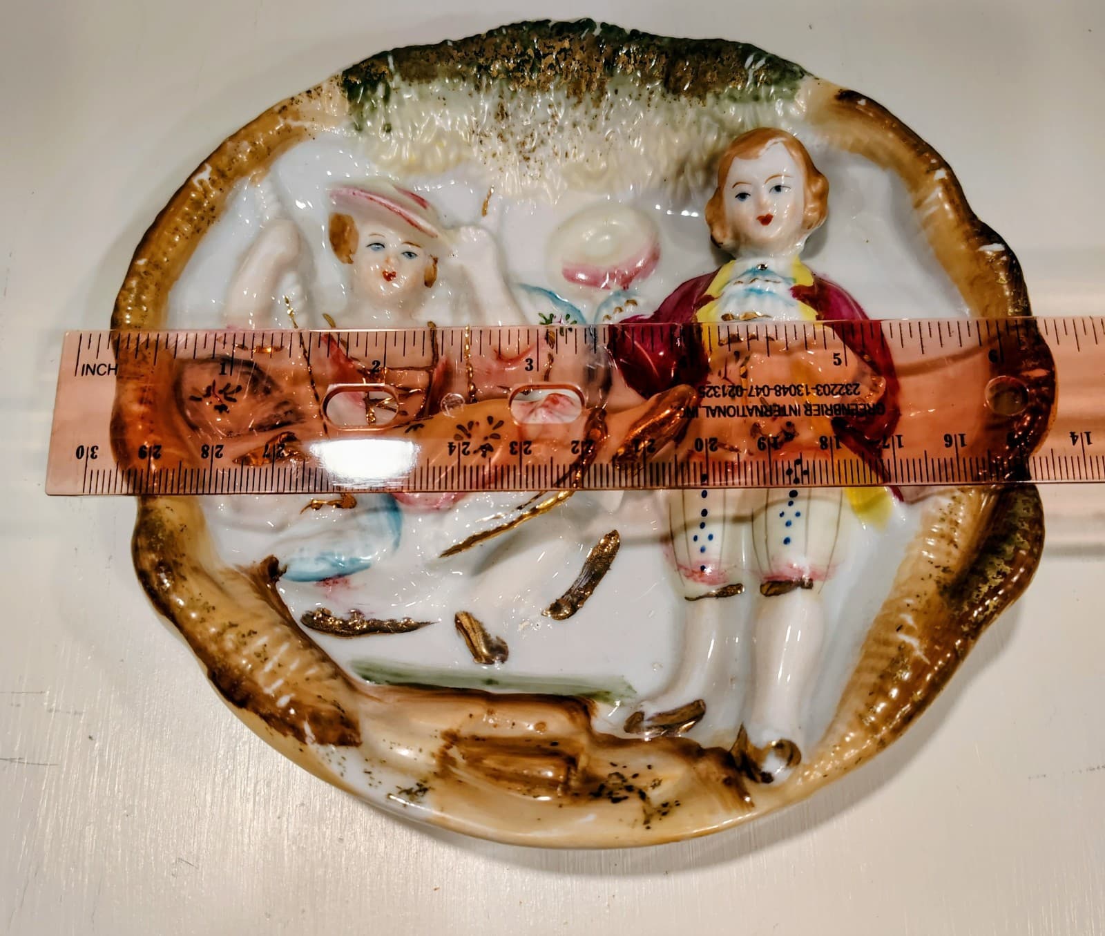 Vintage BETSON Regency Wall Plaque Bisque Courting Couple on a Swing Japan EUC - Thumbnail 10