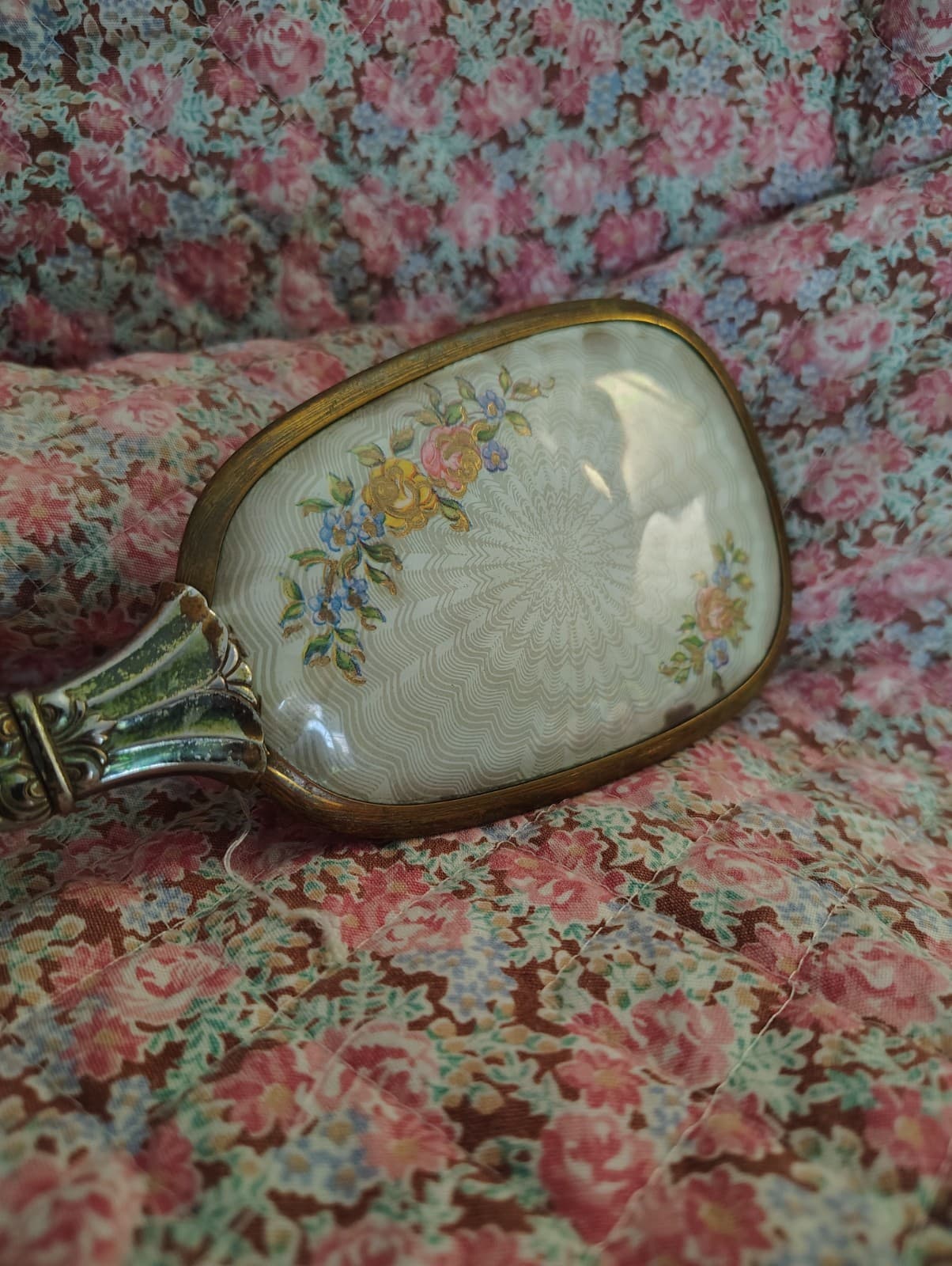 Vintage Gold Tone Floral Vanity Hair Brush Ornate Handle Metal Boudoir Decor - Thumbnail 9