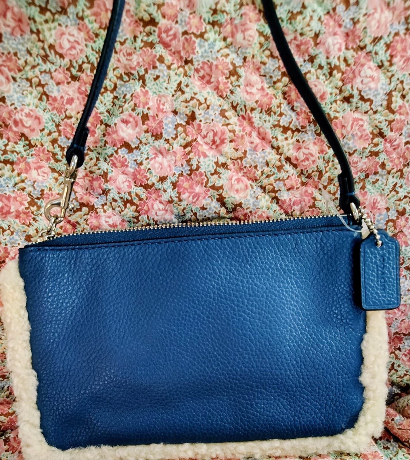 Coach blue pebbled leather wristlet Clutch NWT - Thumbnail 11