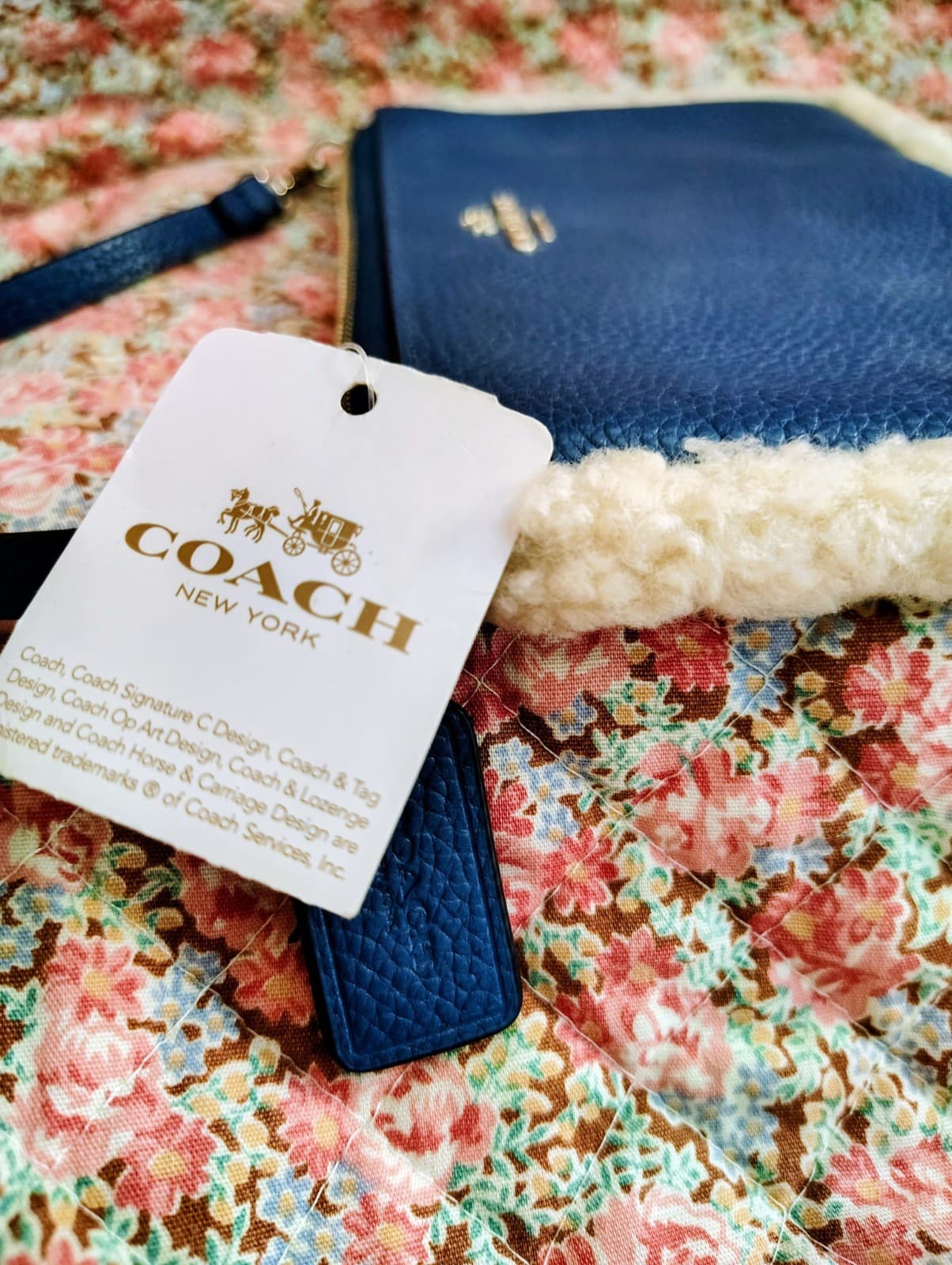 Coach blue pebbled leather wristlet Clutch NWT - Thumbnail 8