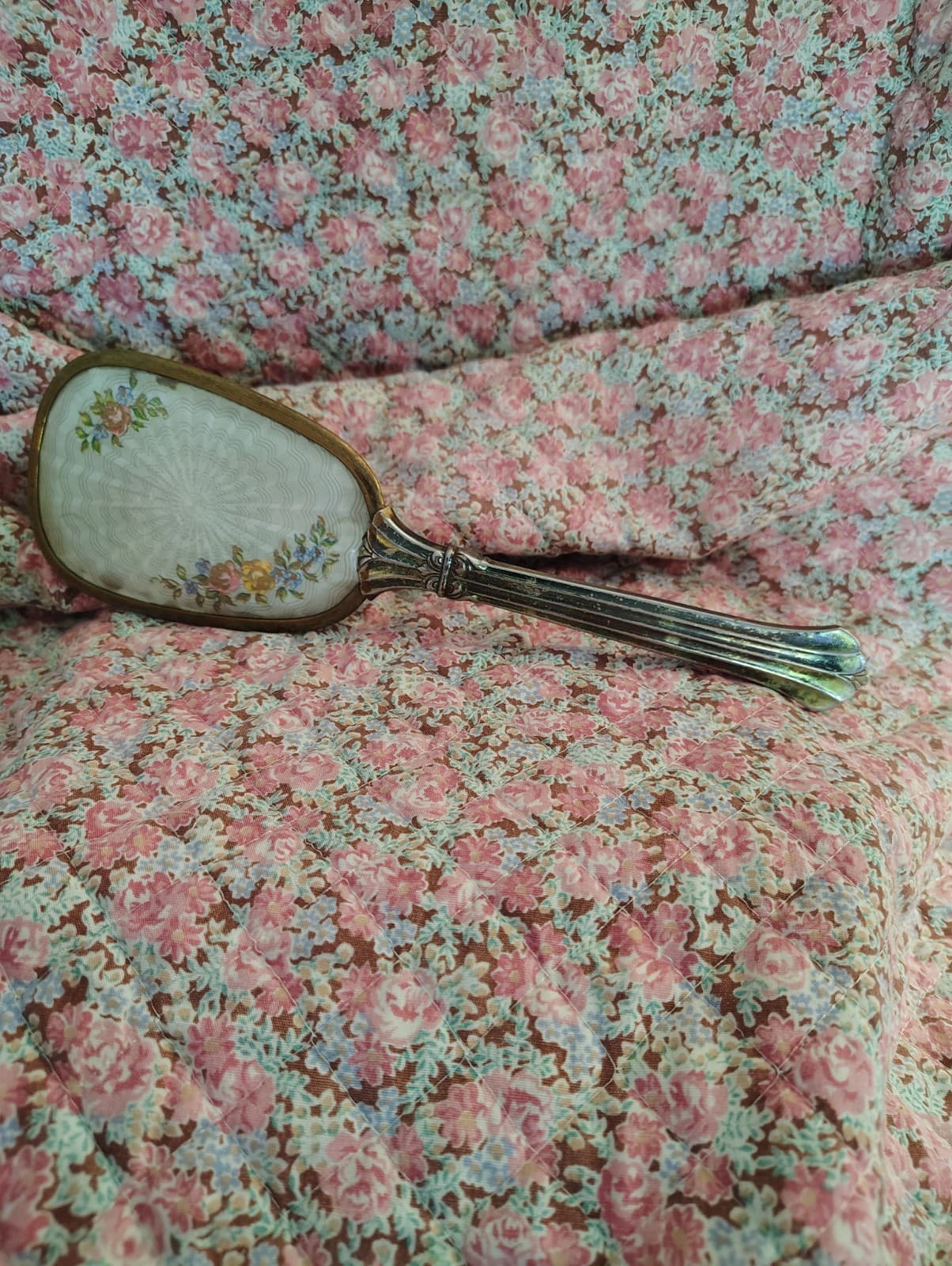 Vintage Gold Tone Floral Vanity Hair Brush Ornate Handle Metal Boudoir Decor - Thumbnail 6