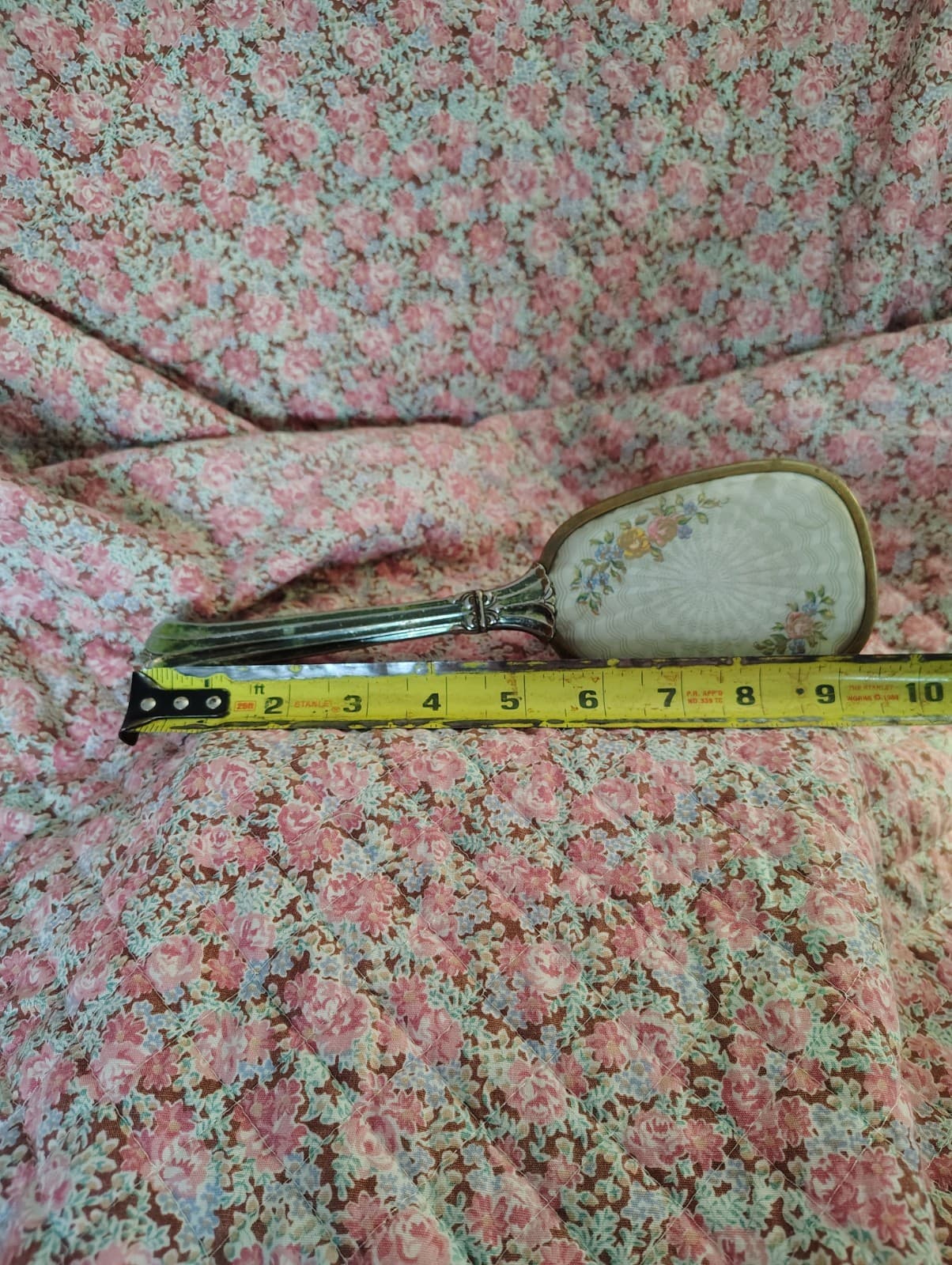 Vintage Gold Tone Floral Vanity Hair Brush Ornate Handle Metal Boudoir Decor - Thumbnail 5