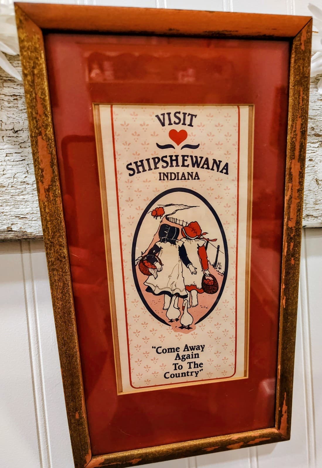Vintage Framed Amish Girls "Visit Shipshewana" Indiana Print - Thumbnail 7