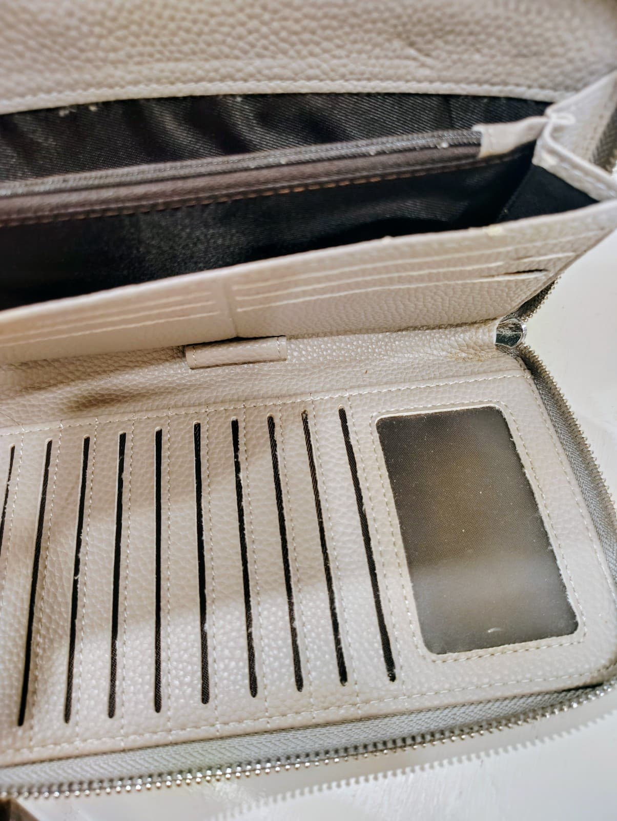 Gray Pebbled Faux Leather Organizer, Zip Around - Thumbnail 5