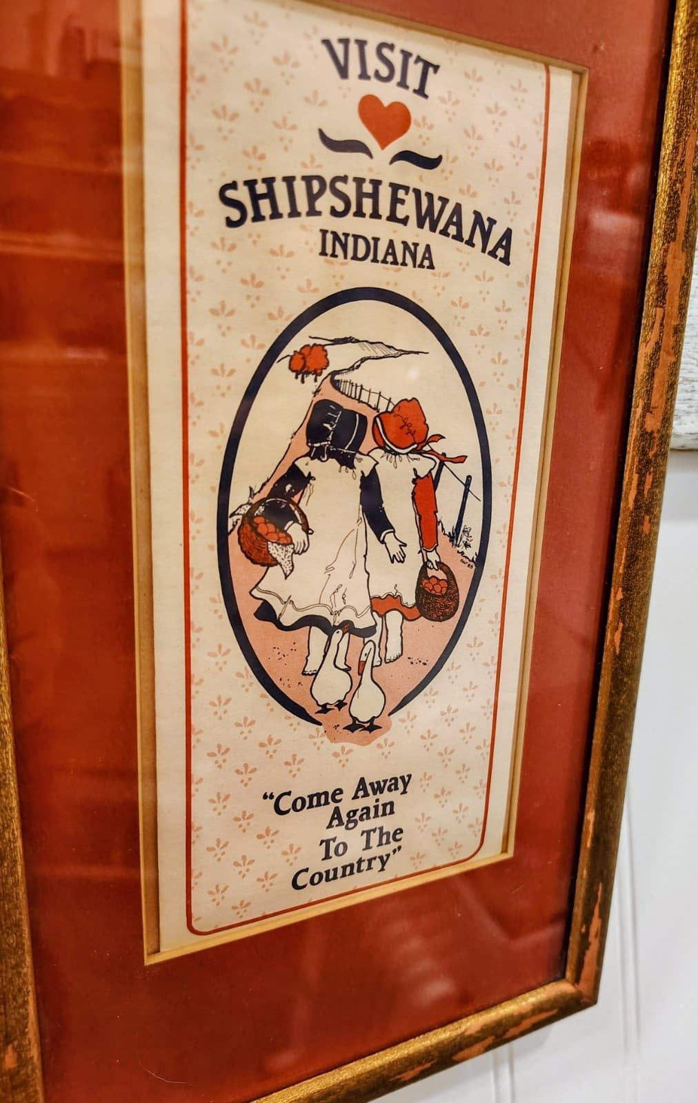 Vintage Framed Amish Girls "Visit Shipshewana" Indiana Print - Thumbnail 8