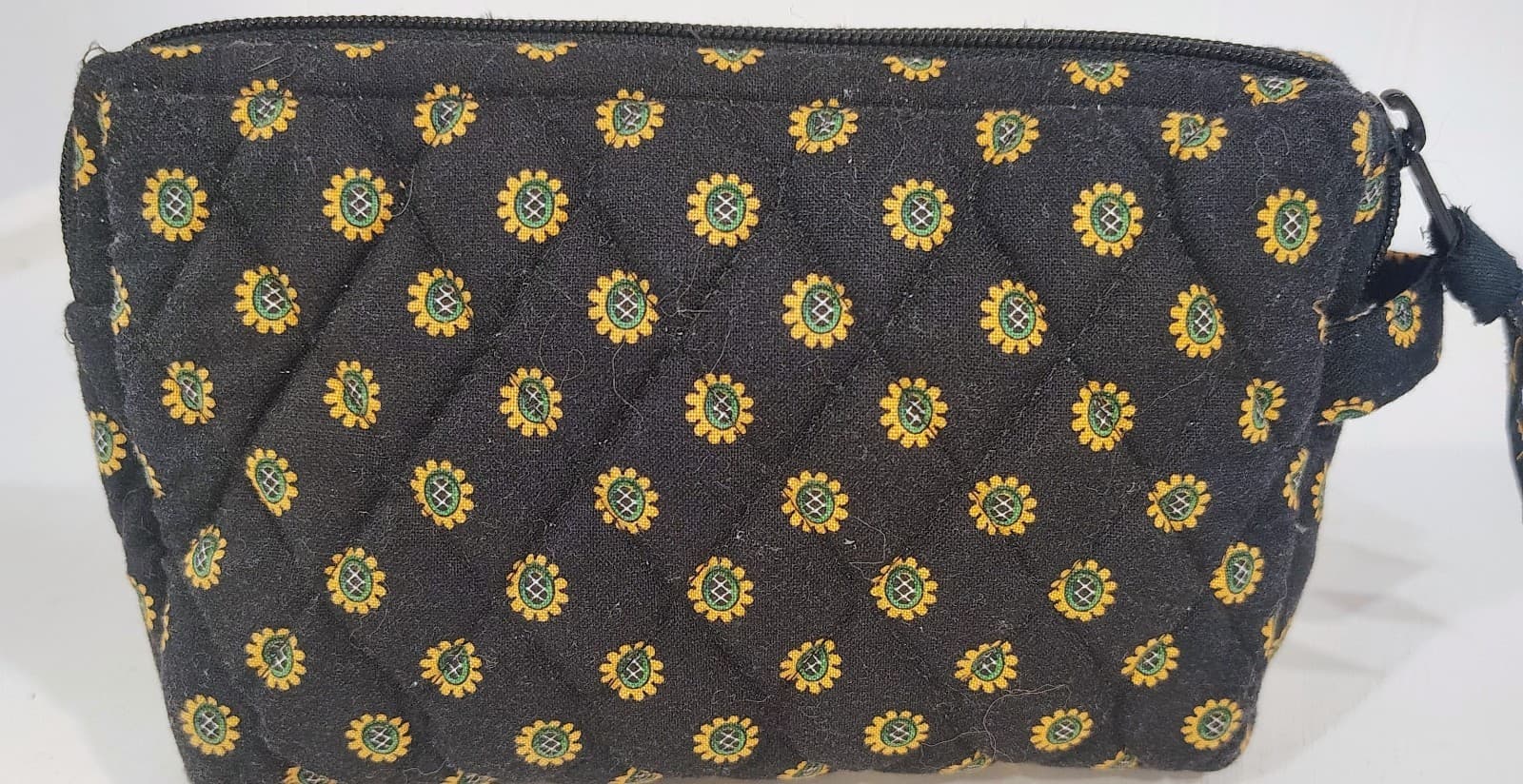 Vera Bradley Retired Rare Vibrant Black Floral Trim Zip Makeup Bag Lined EUC - Thumbnail 5