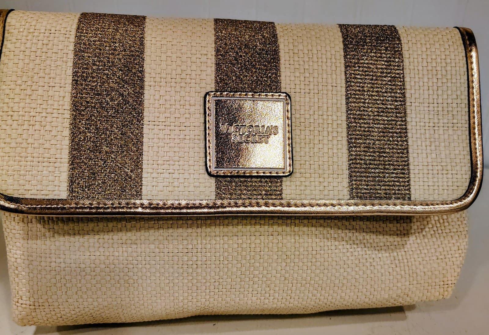 NWOT Victoria's Secret Woven Straw Flap Clutch
