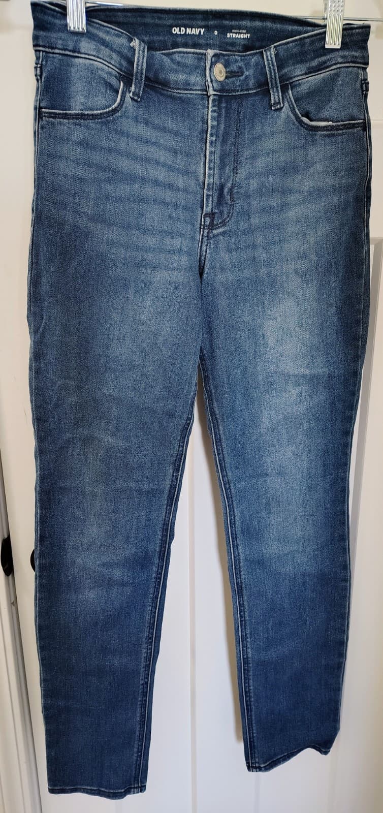 Old Navy high-rise straight jeans, medium wash, Size 0 - Thumbnail 6