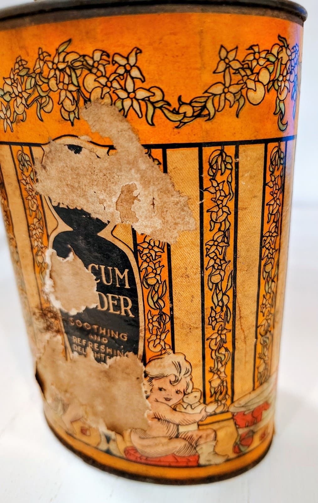 Vintage 1910-1920 Orange Blossom Talcum Powder Oval FULL Tin - Thumbnail 4