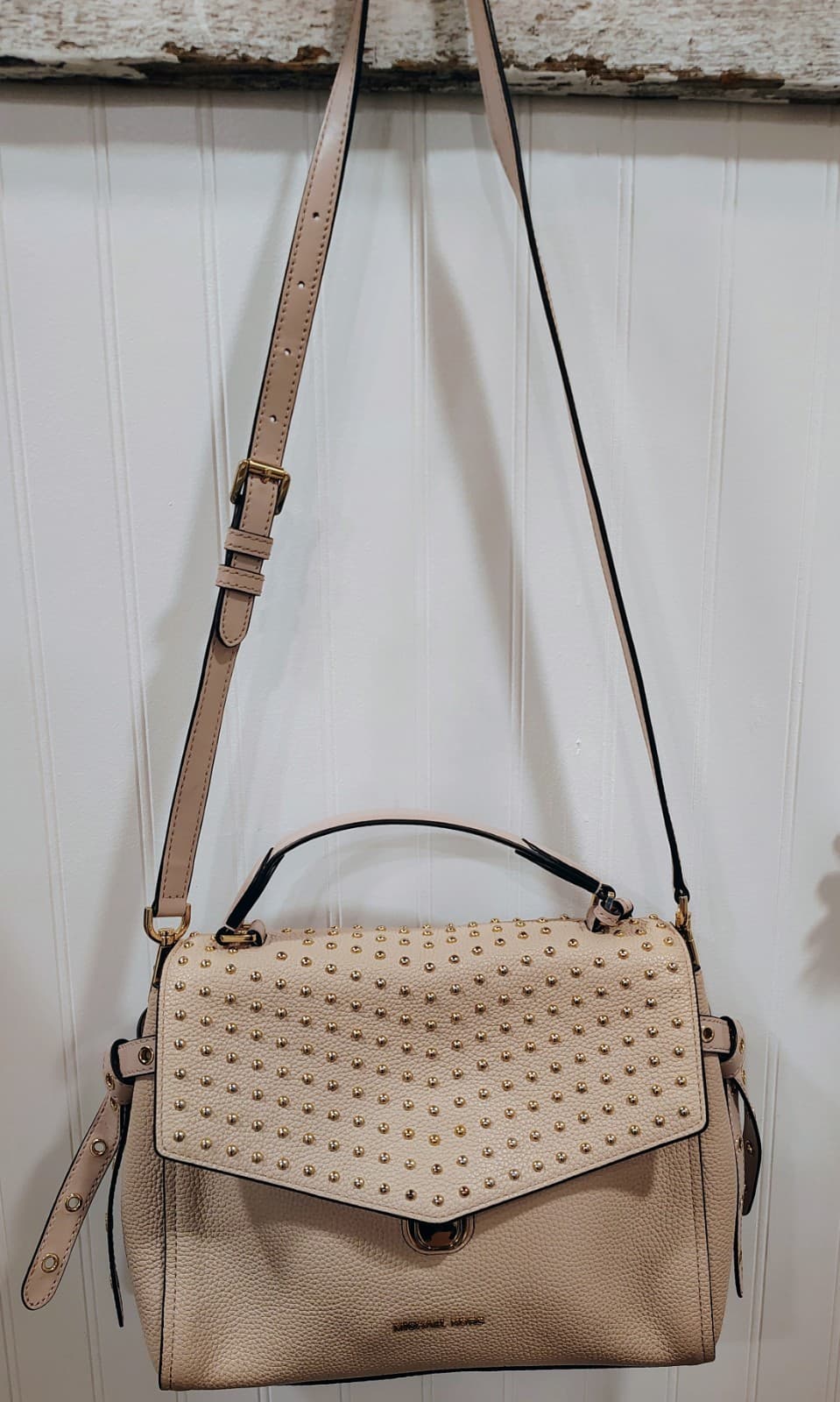 NWT Michael Kors Bristol Studded Leather Satchel Soft Pink, Retired, MSRP $368 - Thumbnail 8