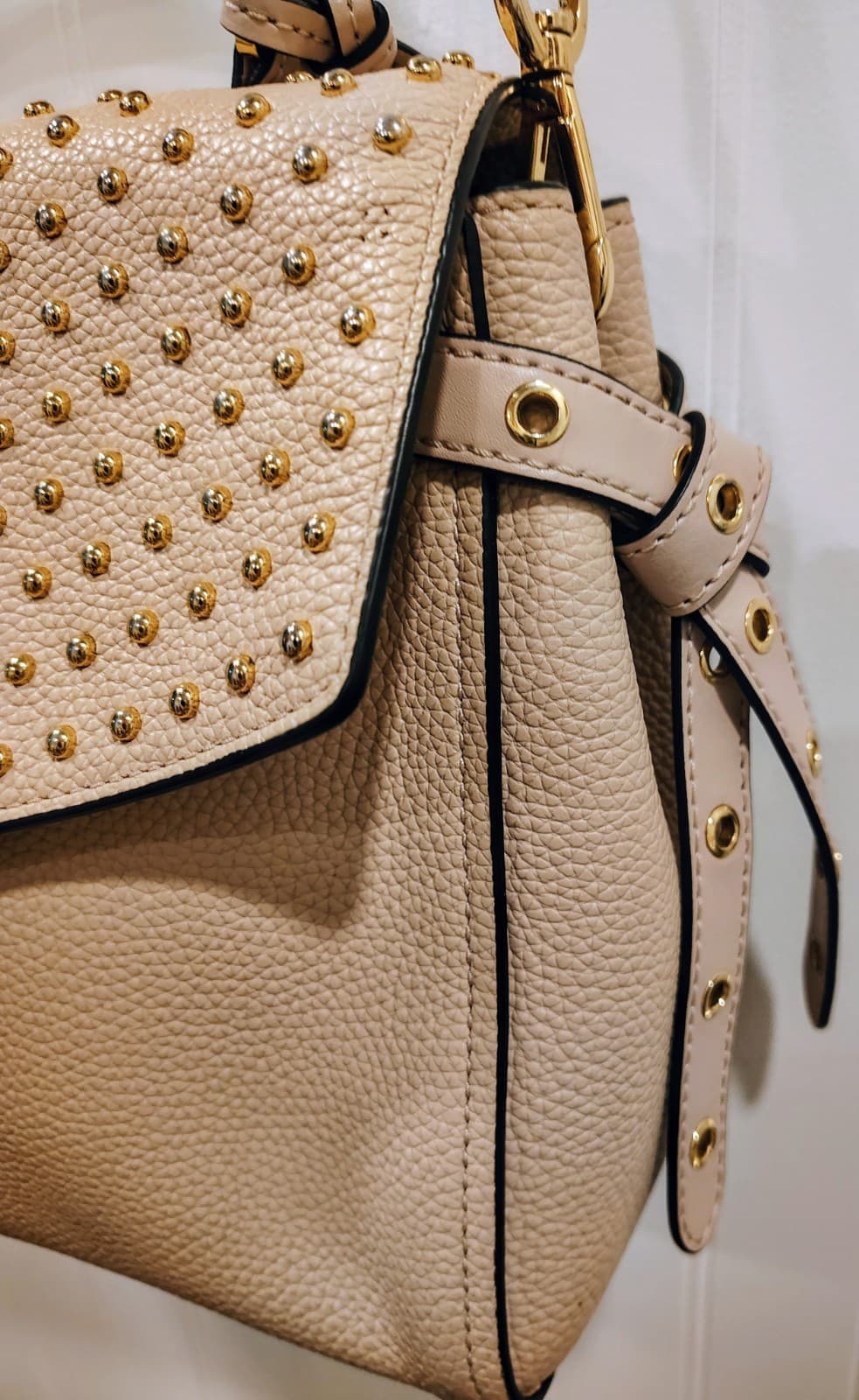 NWT Michael Kors Bristol Studded Leather Satchel Soft Pink, Retired, MSRP $368 - Thumbnail 3