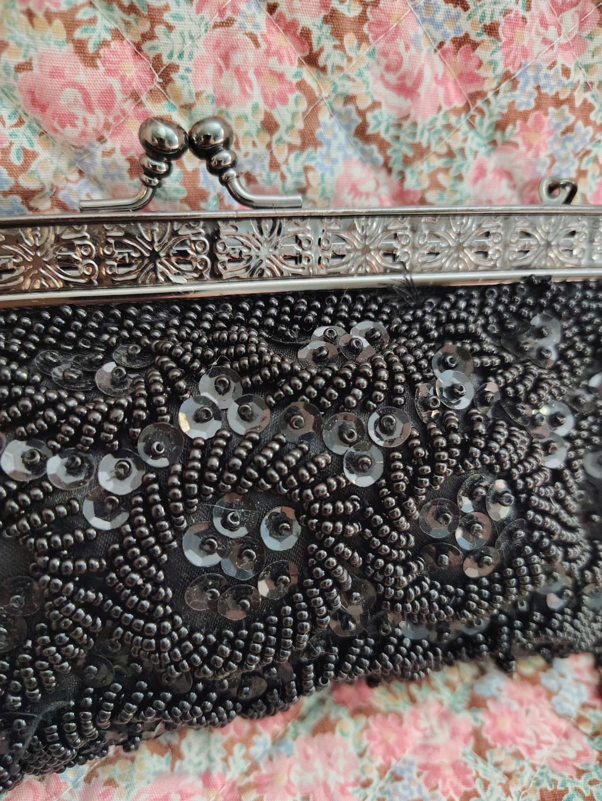 Jessica McClintock Black Sequin Formal Evening Clutch Bag Chain - Thumbnail 12