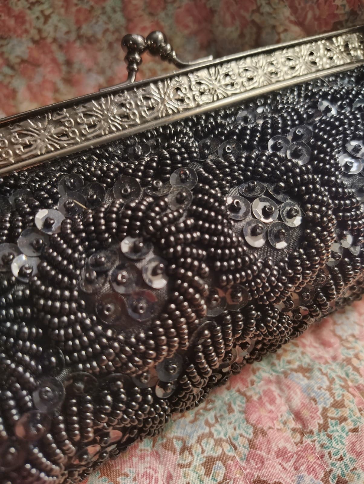 Jessica McClintock Black Sequin Formal Evening Clutch Bag Chain - Thumbnail 20