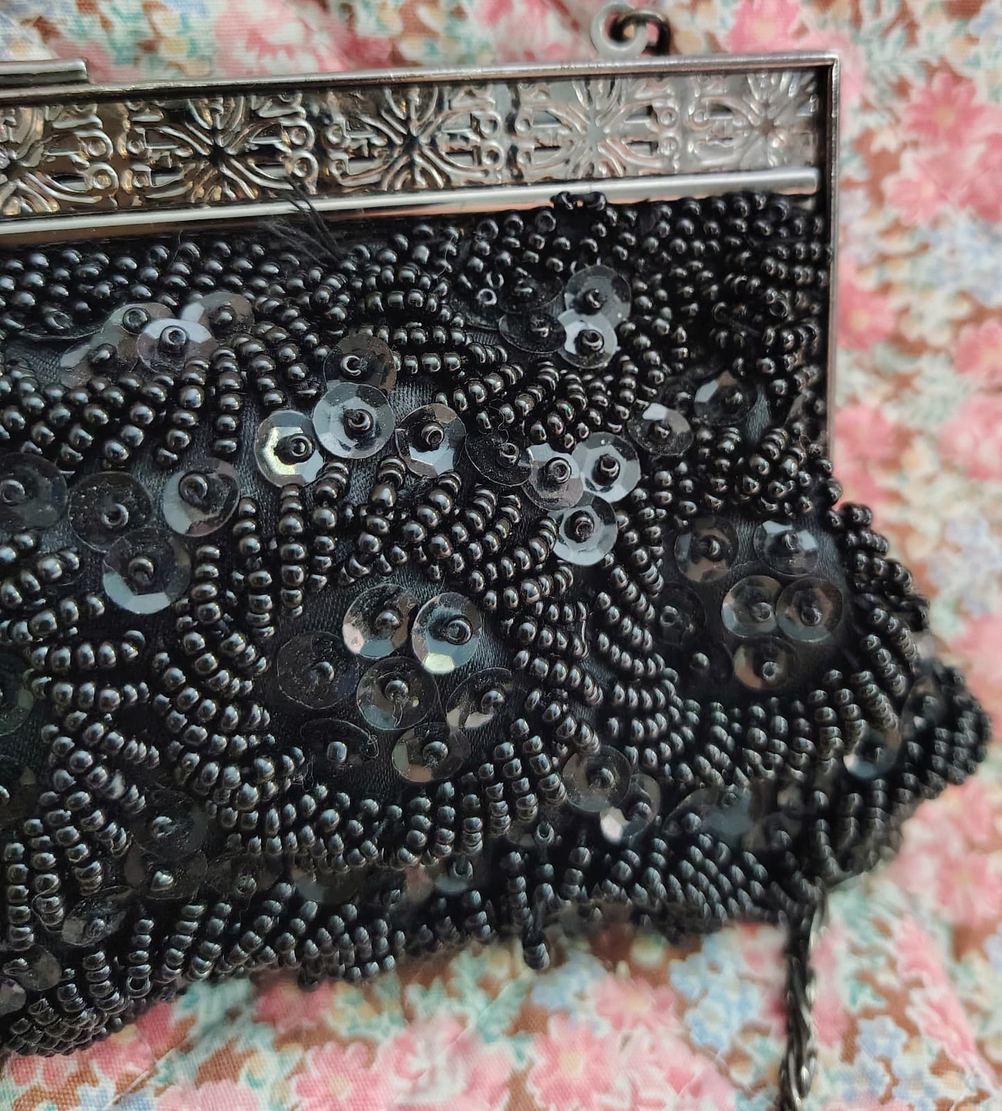 Jessica McClintock Black Sequin Formal Evening Clutch Bag Chain - Thumbnail 11