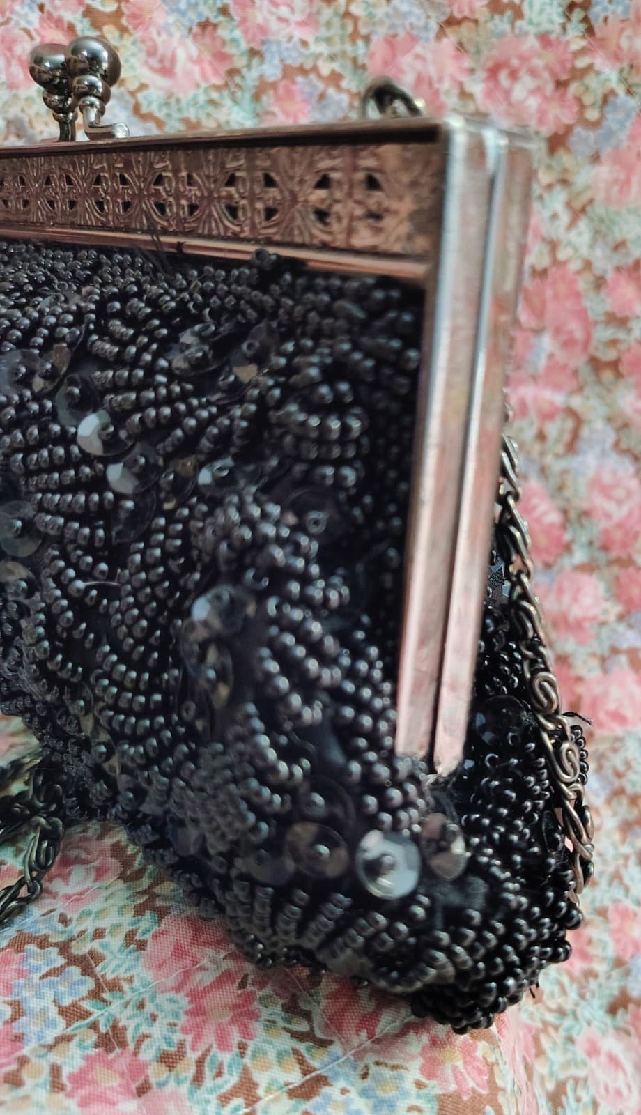 Jessica McClintock Black Sequin Formal Evening Clutch Bag Chain - Thumbnail 10