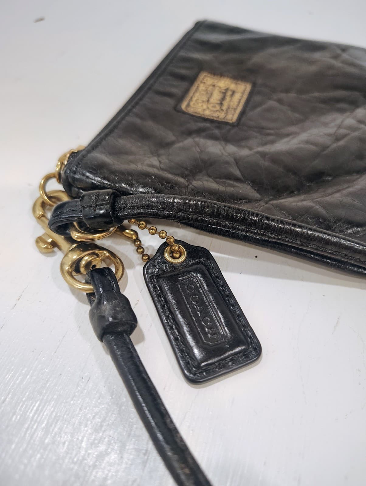 Coach Poppy Wristlet Black Textured Leather, Retired 2009 EUC - Thumbnail 6