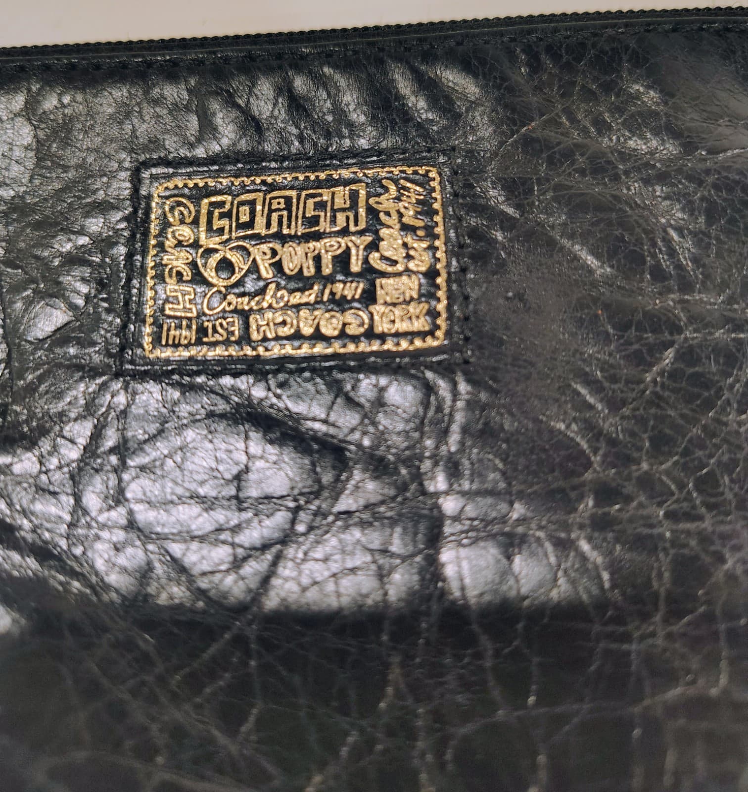Coach Poppy Wristlet Black Textured Leather, Retired 2009 EUC - Thumbnail 4