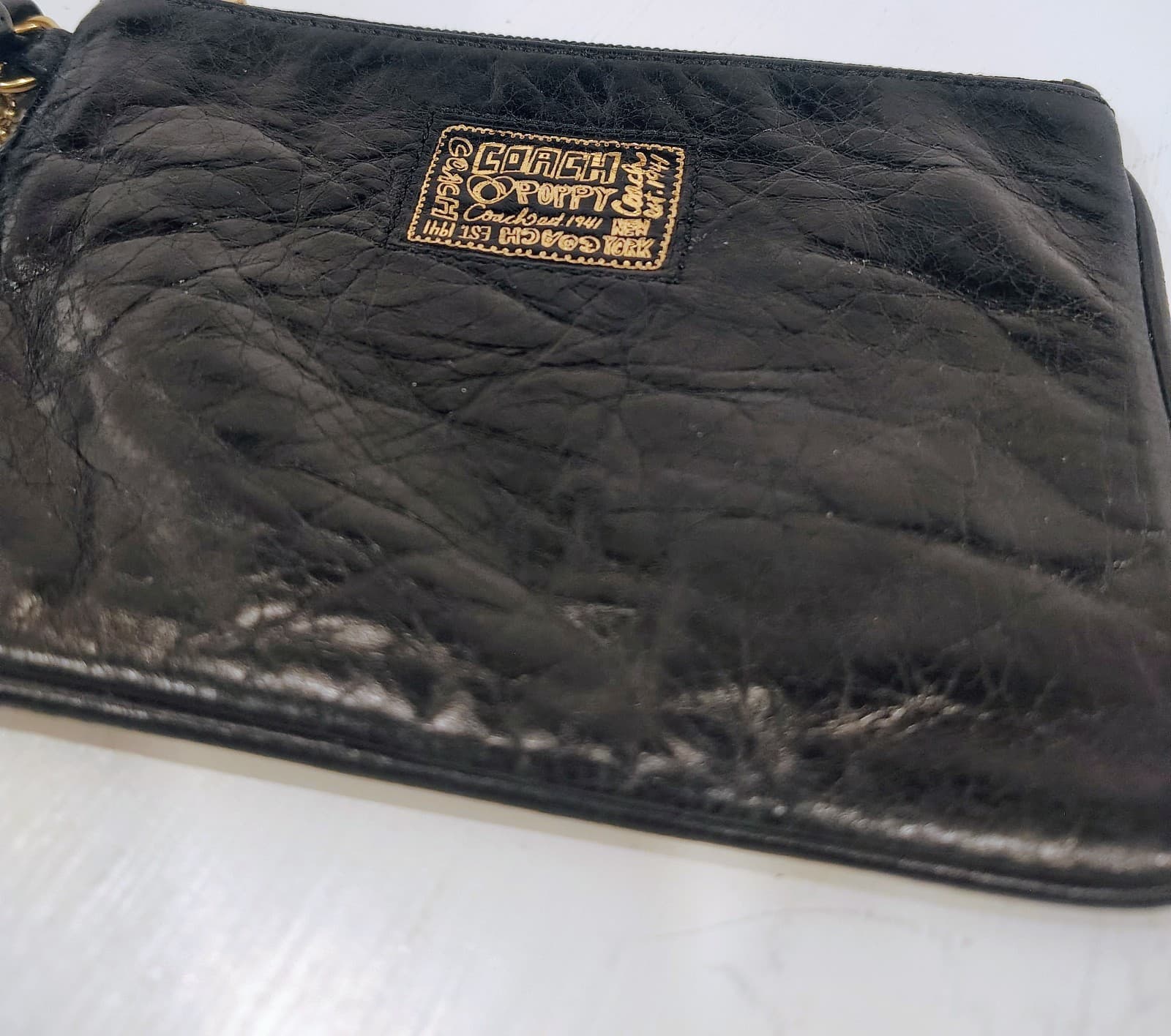 Coach Poppy Wristlet Black Textured Leather, Retired 2009 EUC - Thumbnail 2