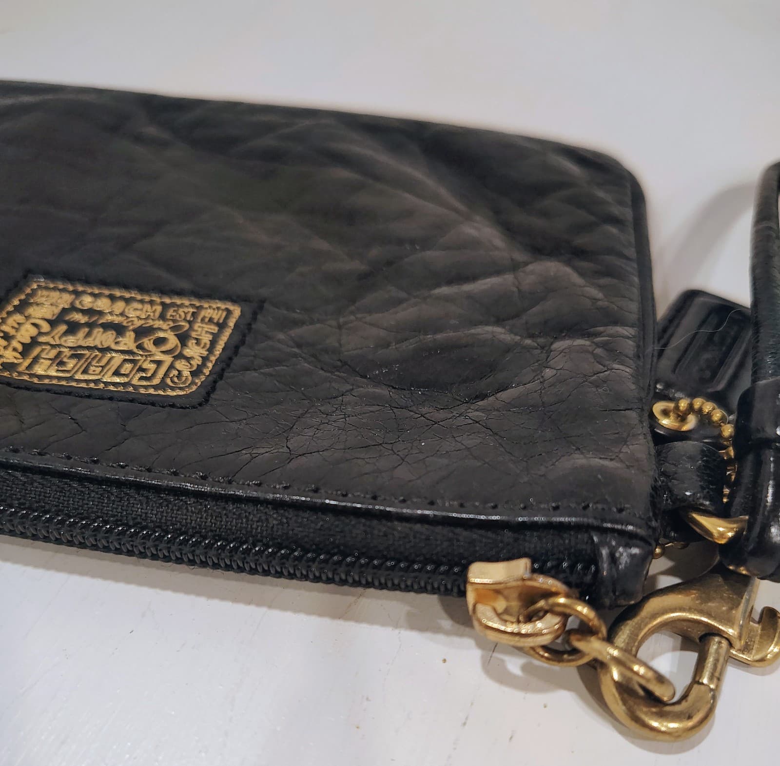 Coach Poppy Wristlet Black Textured Leather, Retired 2009 EUC - Thumbnail 5