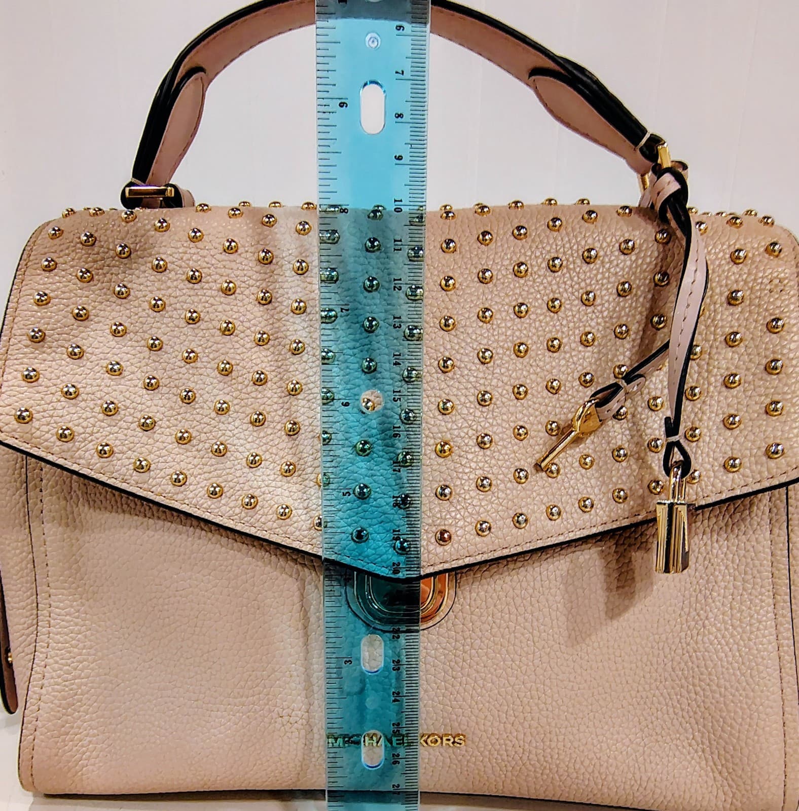 NWT Michael Kors Bristol Studded Leather Satchel Soft Pink, Retired, MSRP $368 - Thumbnail 21