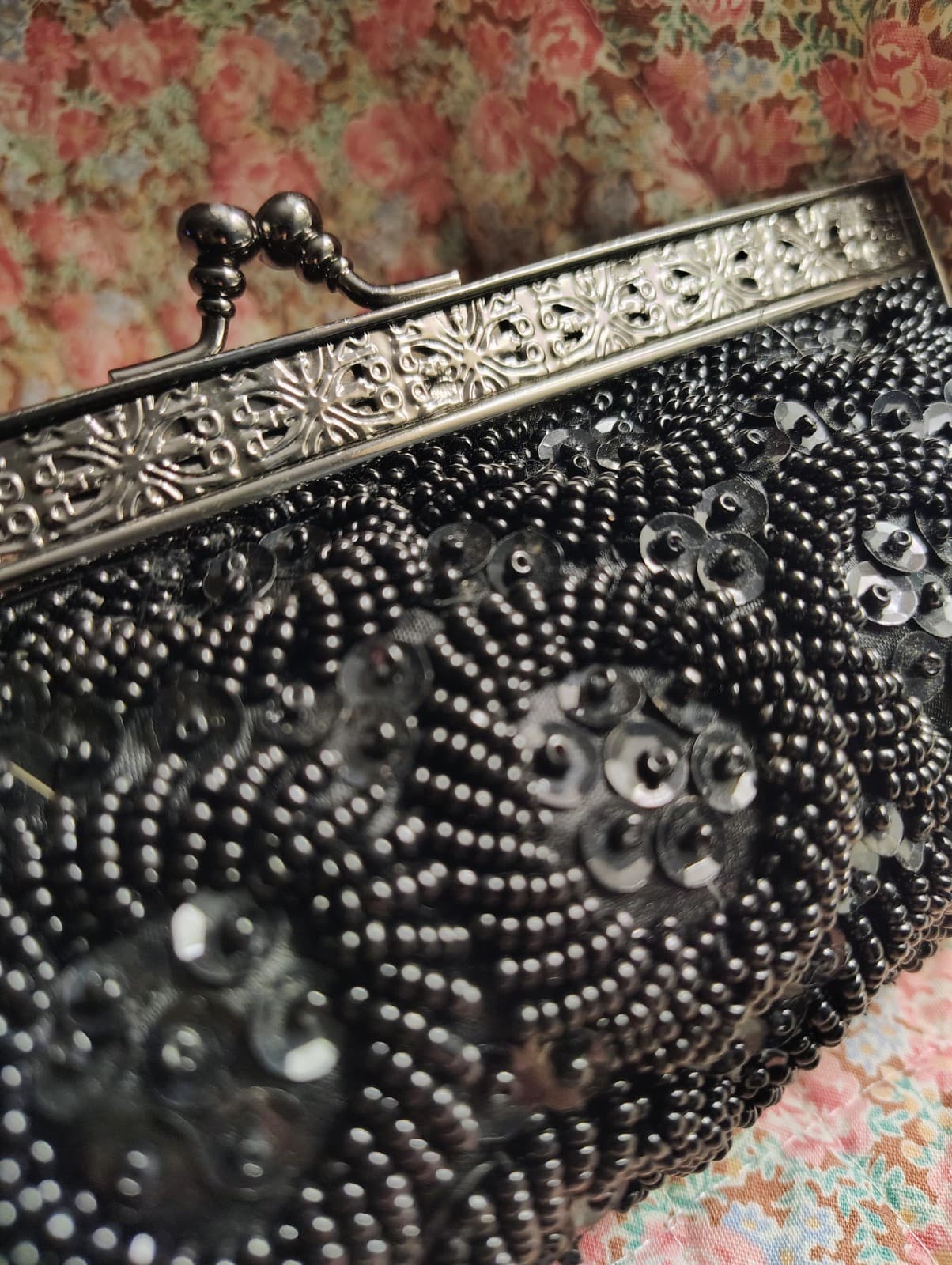 Jessica McClintock Black Sequin Formal Evening Clutch Bag Chain - Thumbnail 21