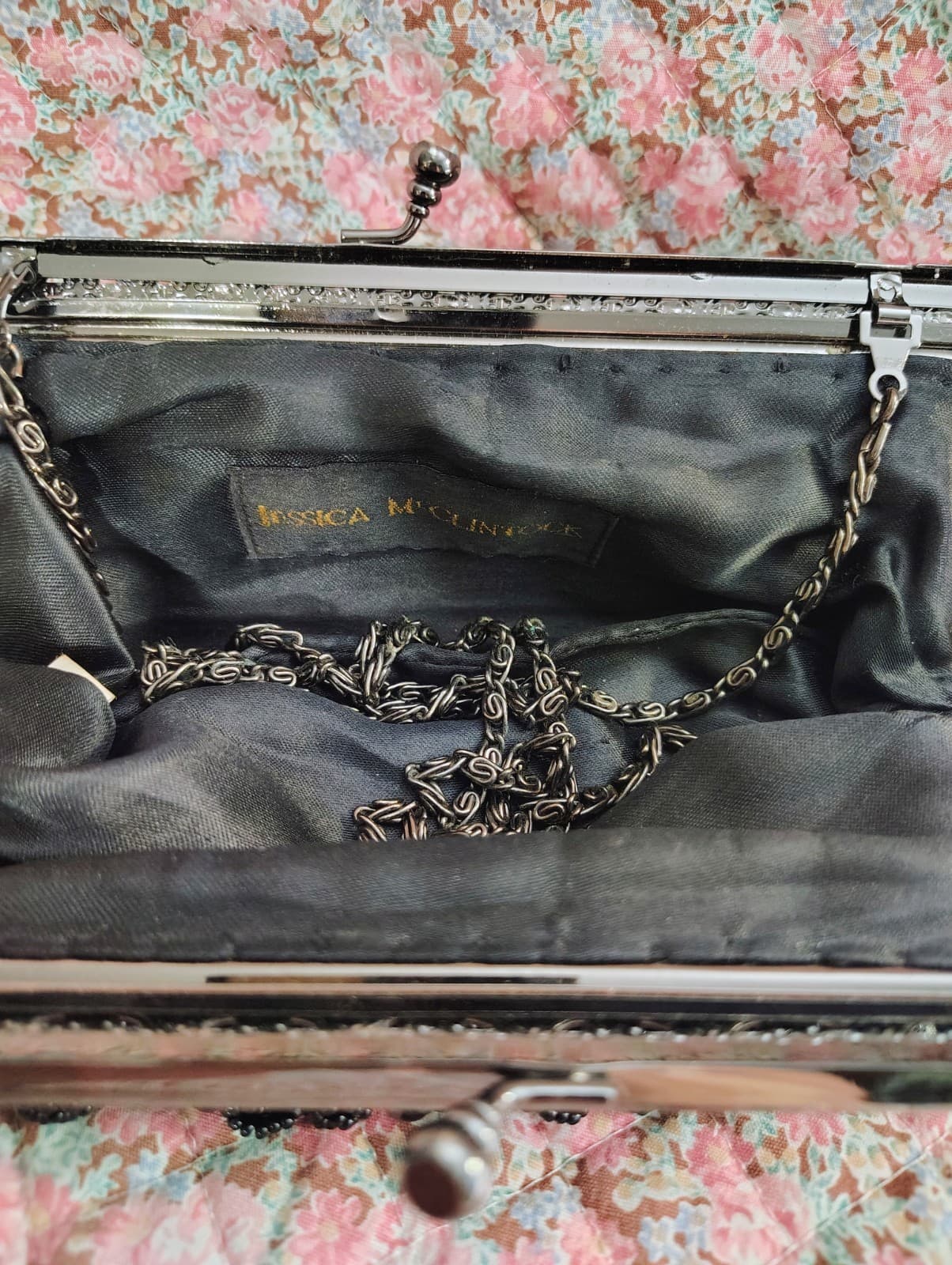 Jessica McClintock Black Sequin Formal Evening Clutch Bag Chain - Thumbnail 22