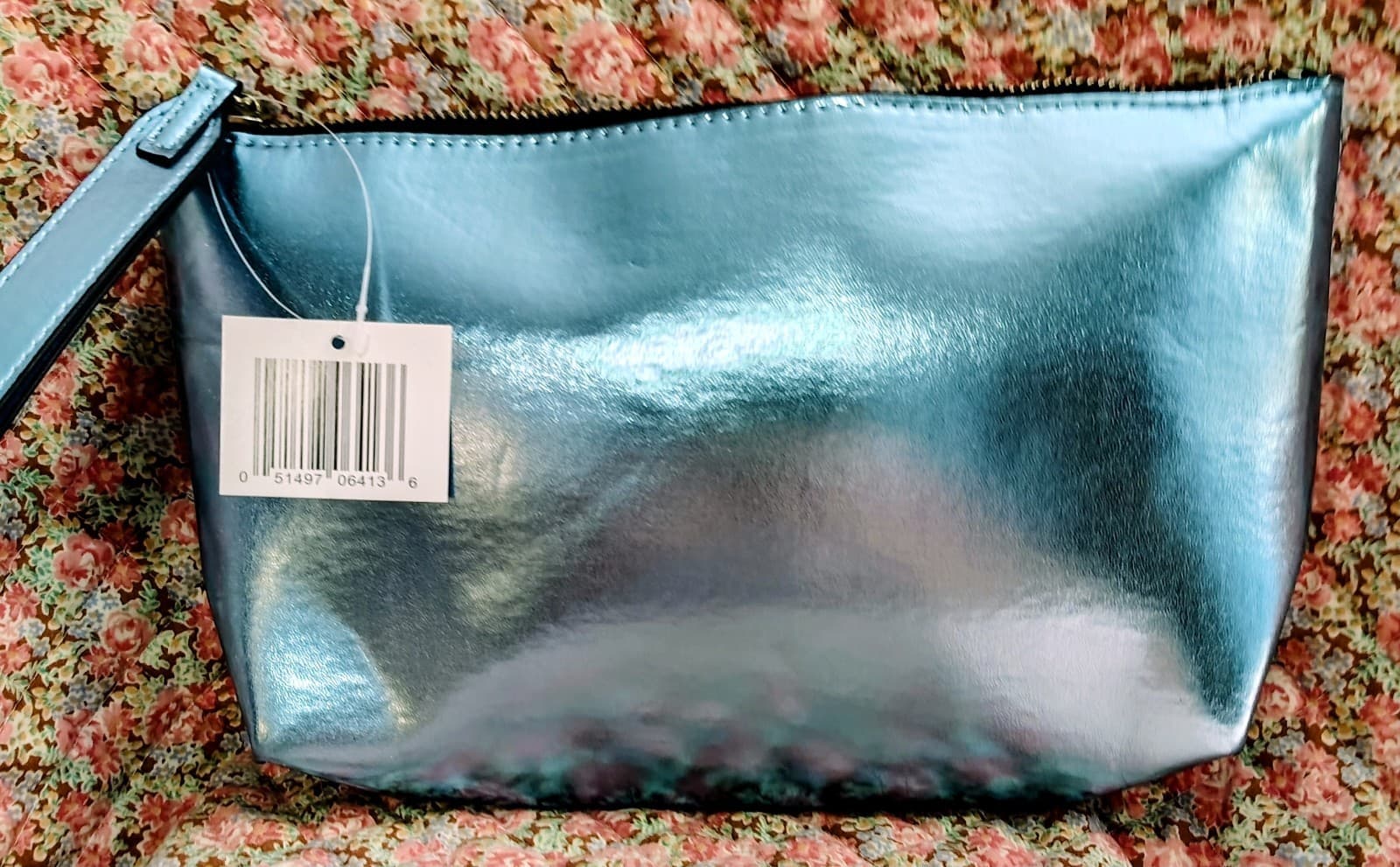 Neutrogena NWT Metallic Blue Makeup Bag With Strap - Thumbnail 2