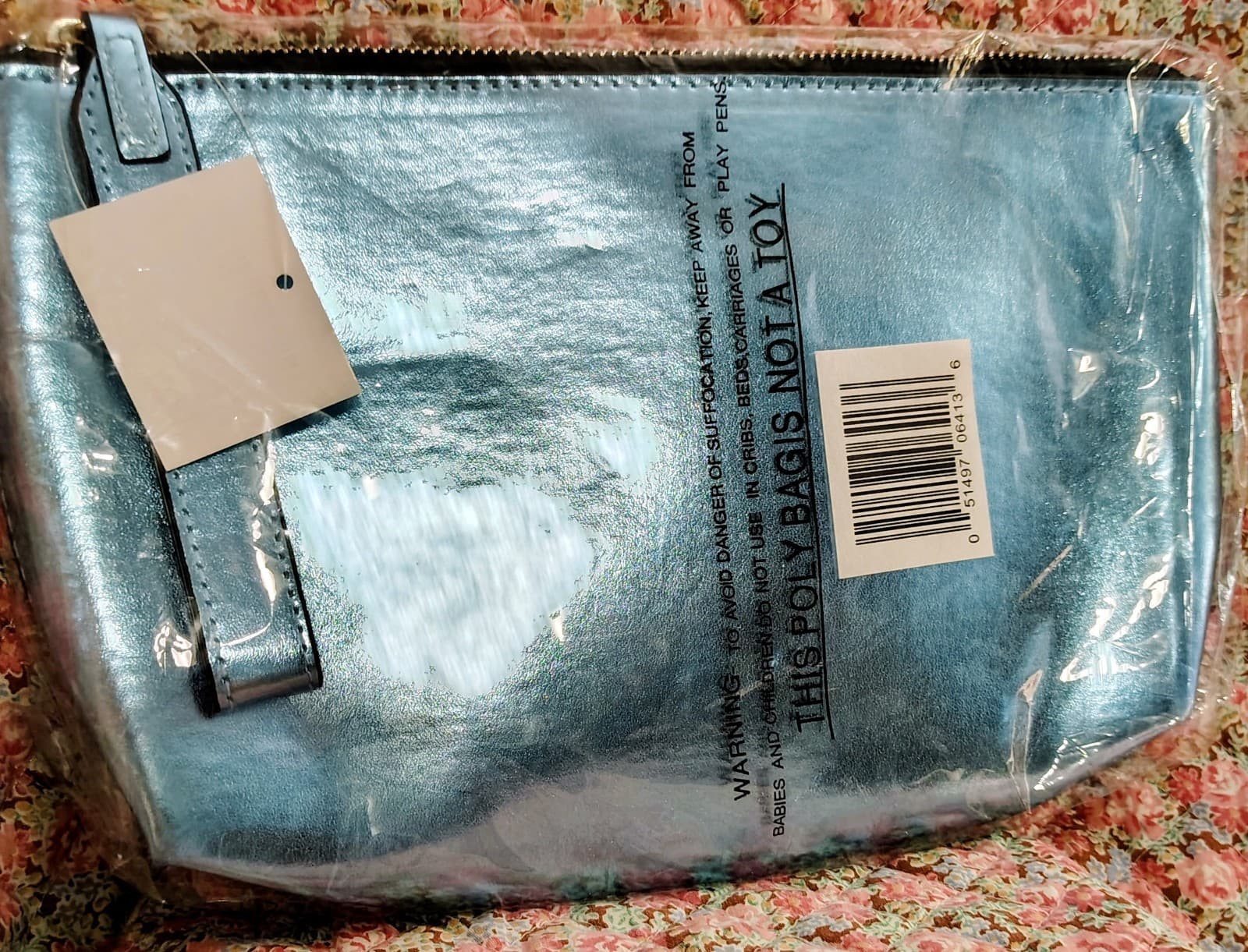 Neutrogena NWT Metallic Blue Makeup Bag With Strap - Thumbnail 8