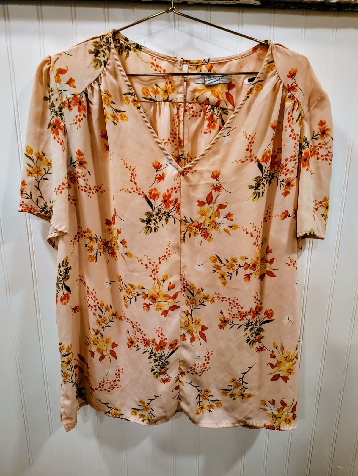 Liz Claiborne Blouse Womens XL Floral Short Sleeve Lightweight
