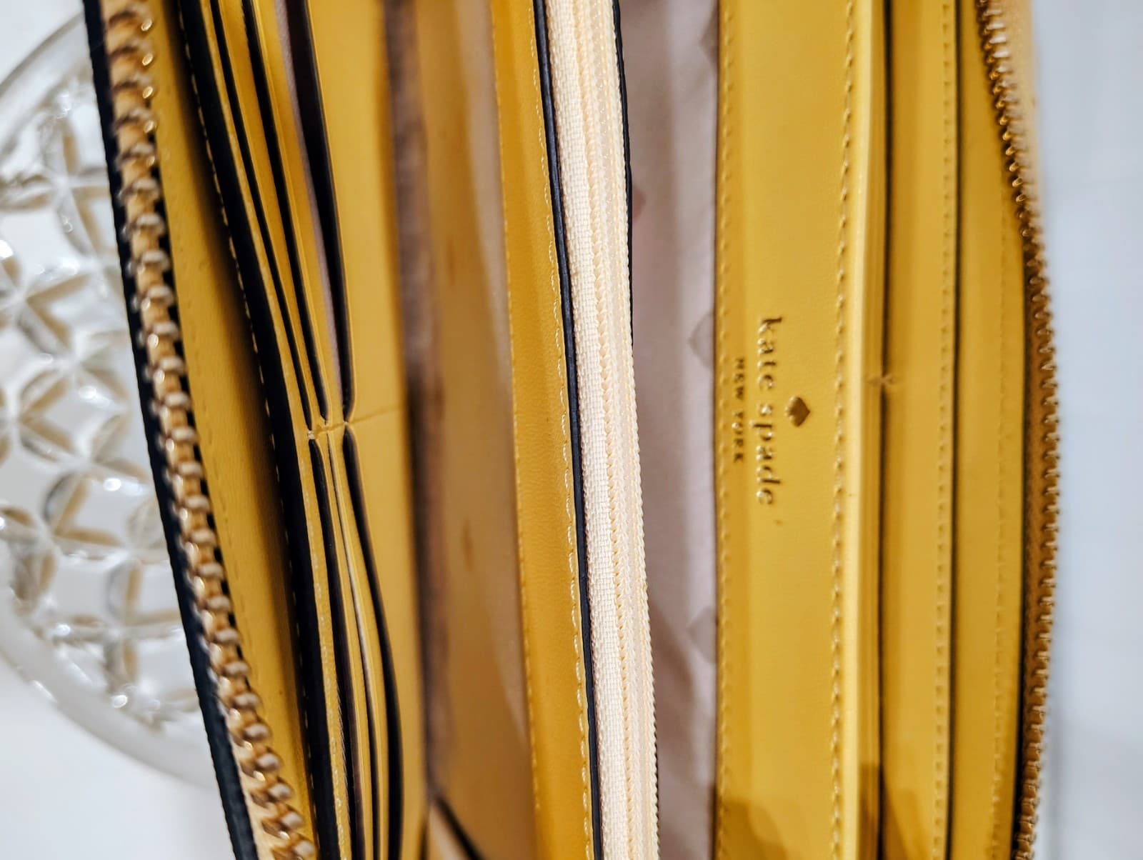 Kate Spade Yellow Leather Zip Around Wallet NWT $229 - Thumbnail 6