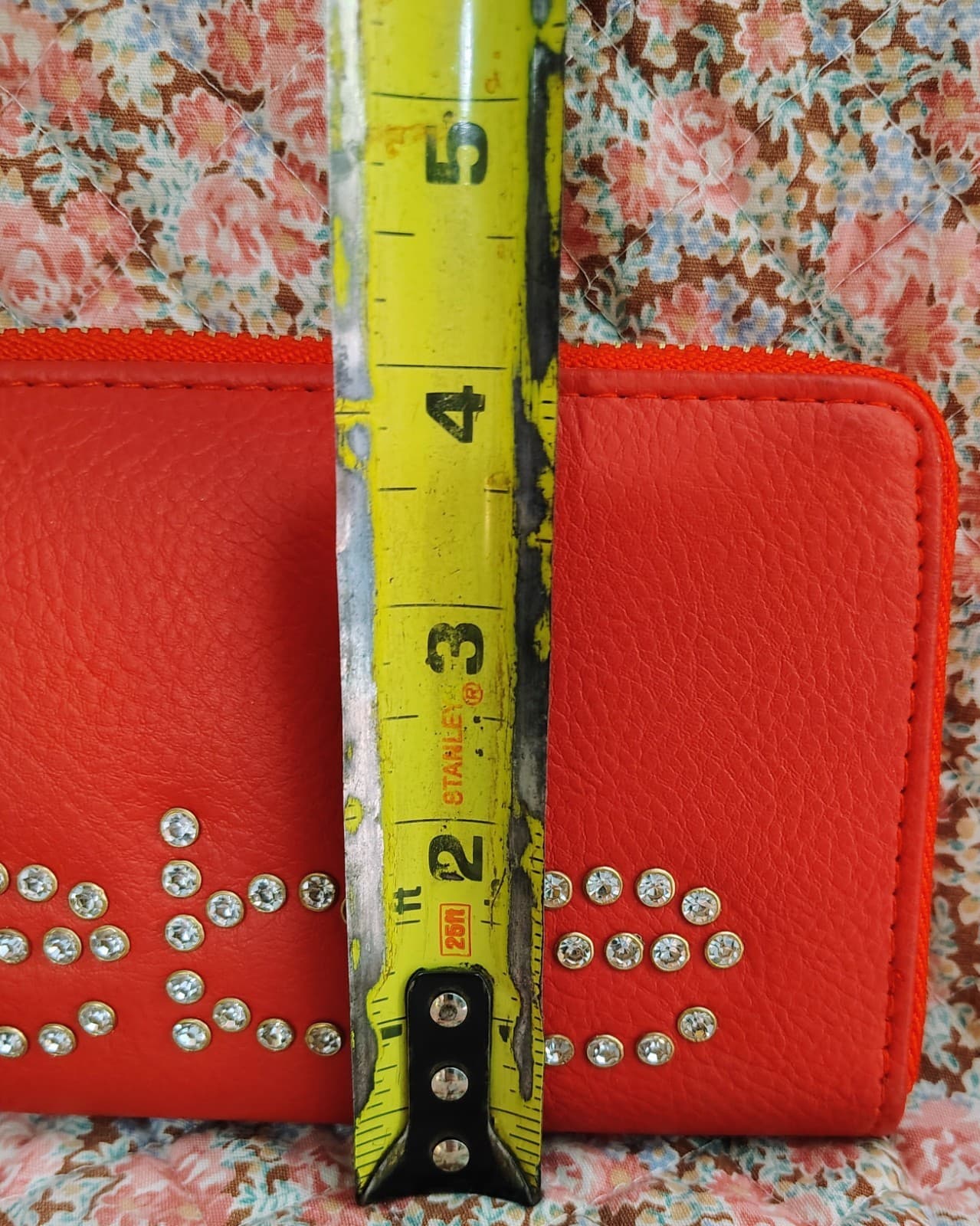 Bebe WALLET (New/NWT) "Jetta" RED Long ZIP AROUND Vegan Leather RHINESTONE STUD - Thumbnail 11